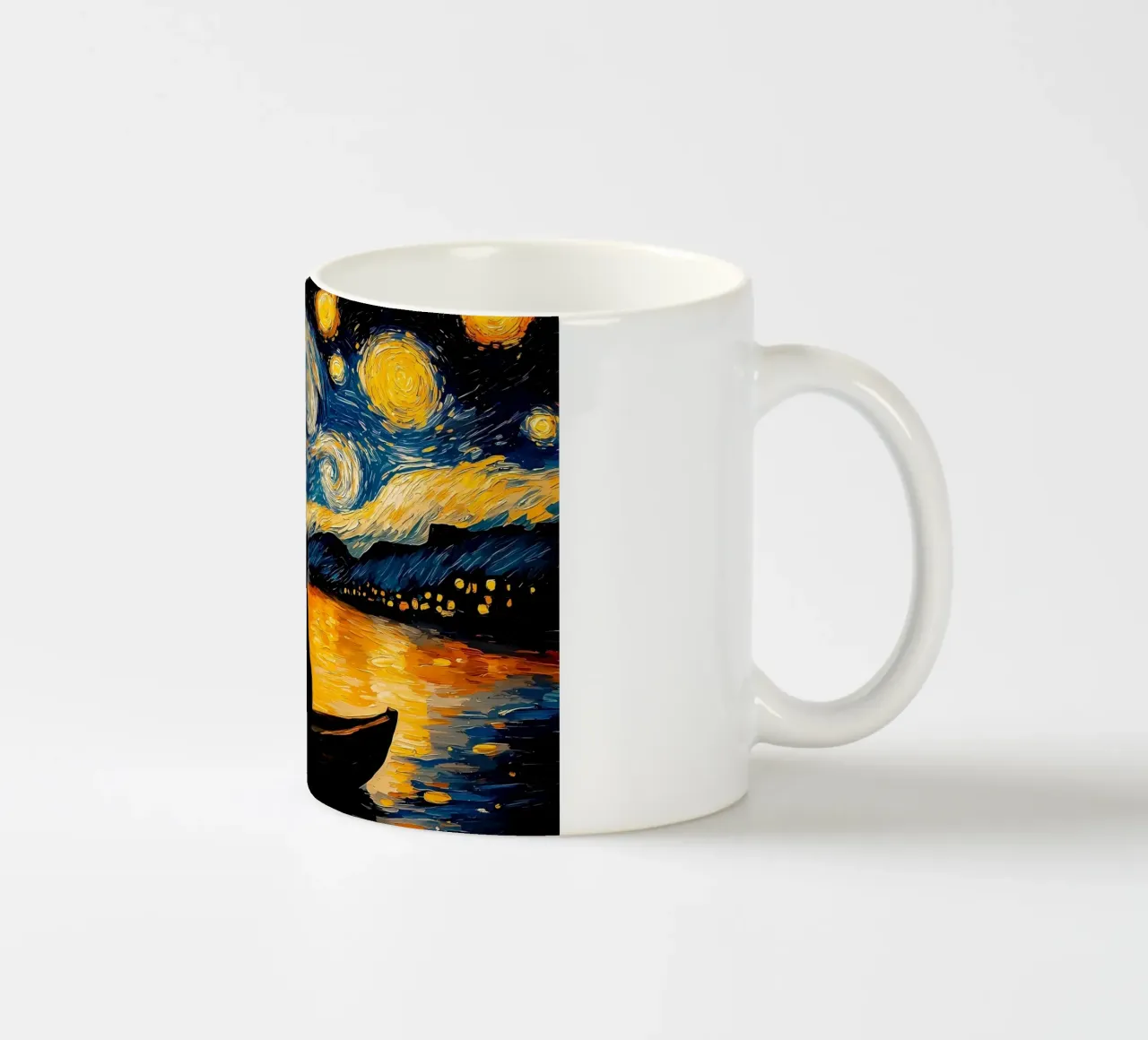 Gatto nella notte stellata tazza in ceramica da Adrian Patel