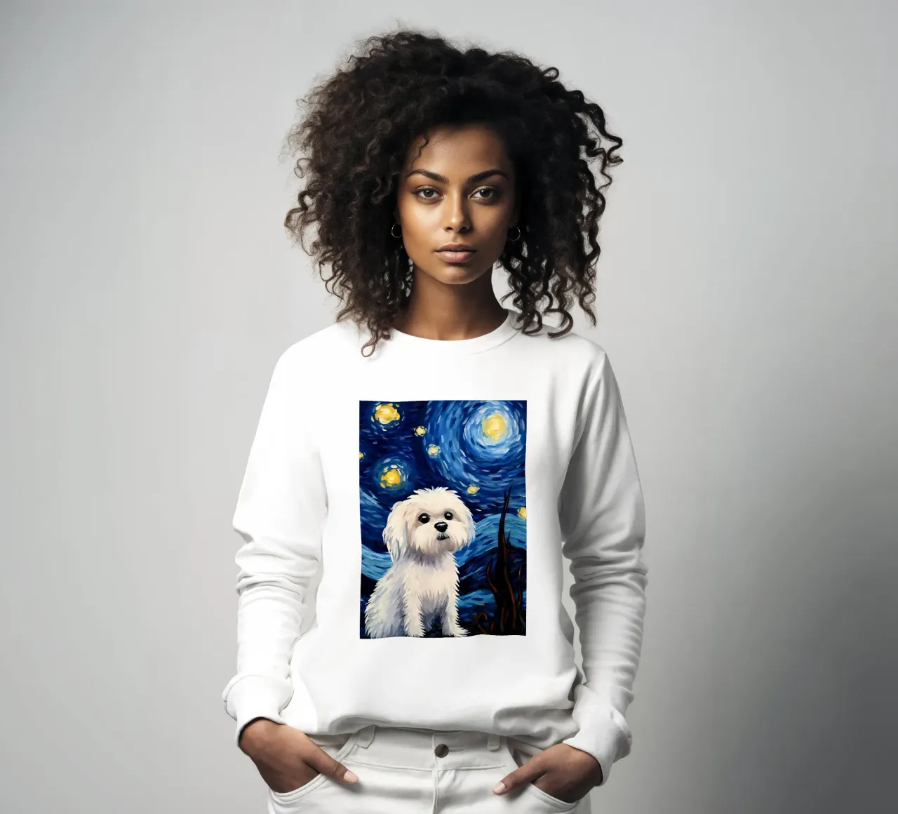 Cane maltese Notte stellata felpa da Adrian Patel