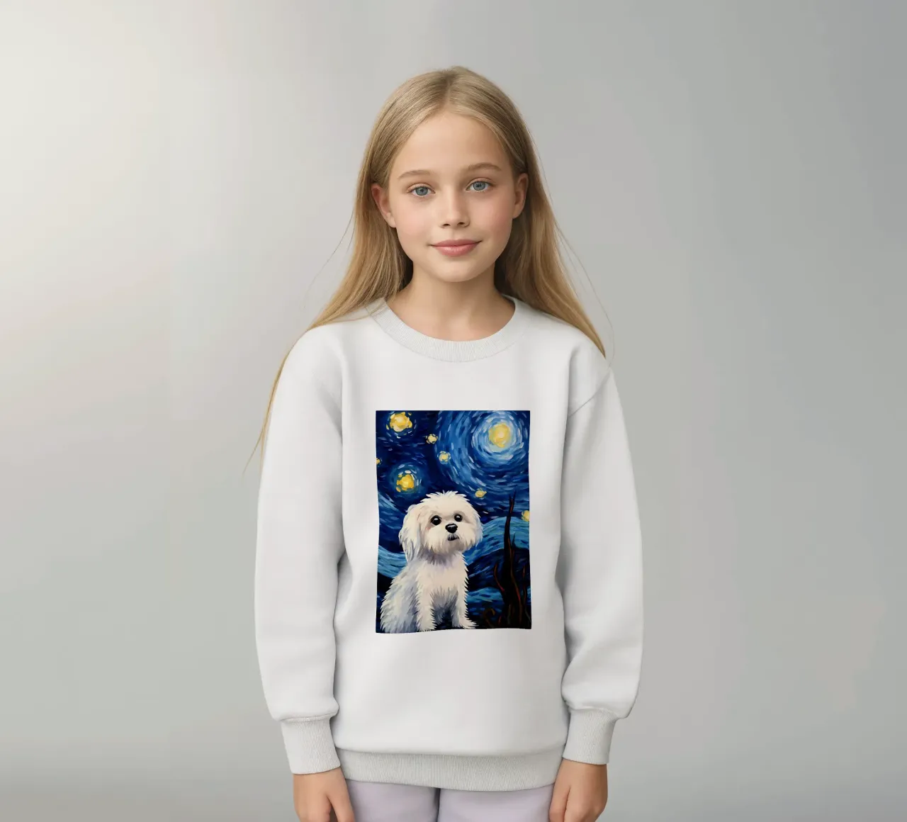 Cane maltese Notte stellata felpa bambino da Adrian Patel