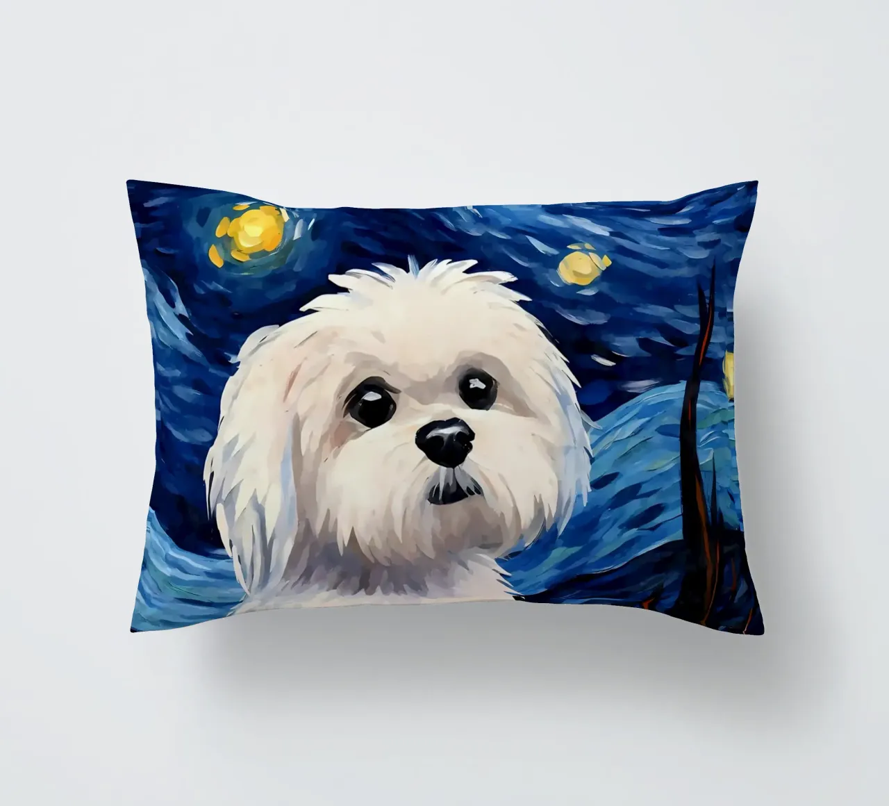 Cane maltese Notte stellata cuscino da Adrian Patel