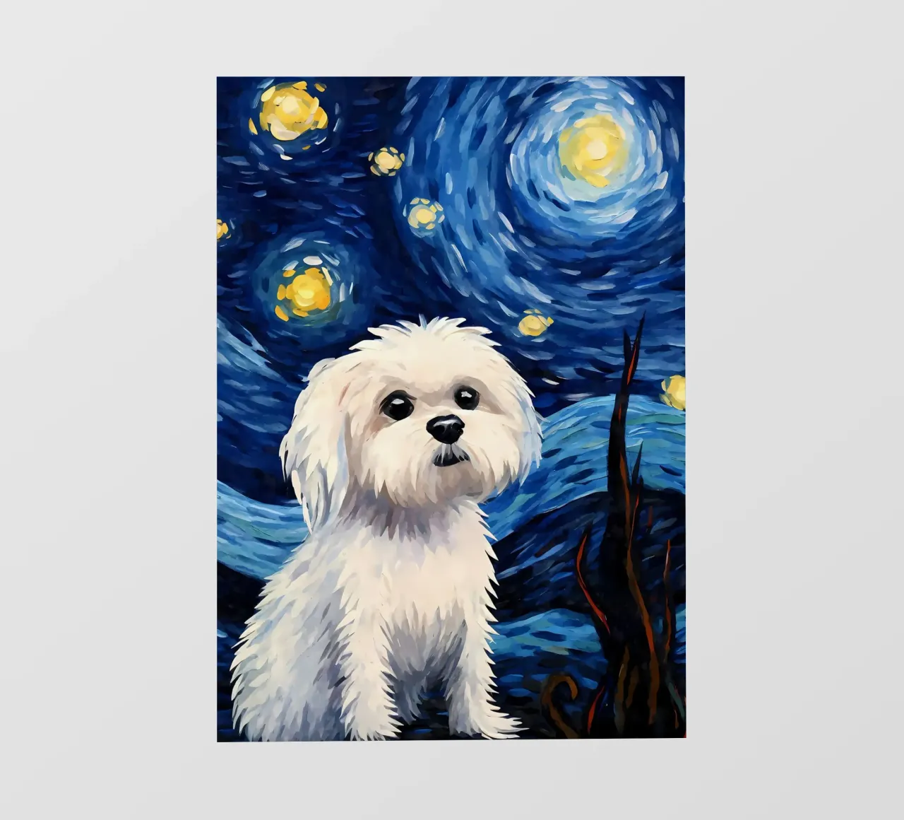 Cane maltese Notte stellata pellicola backlit da Adrian Patel