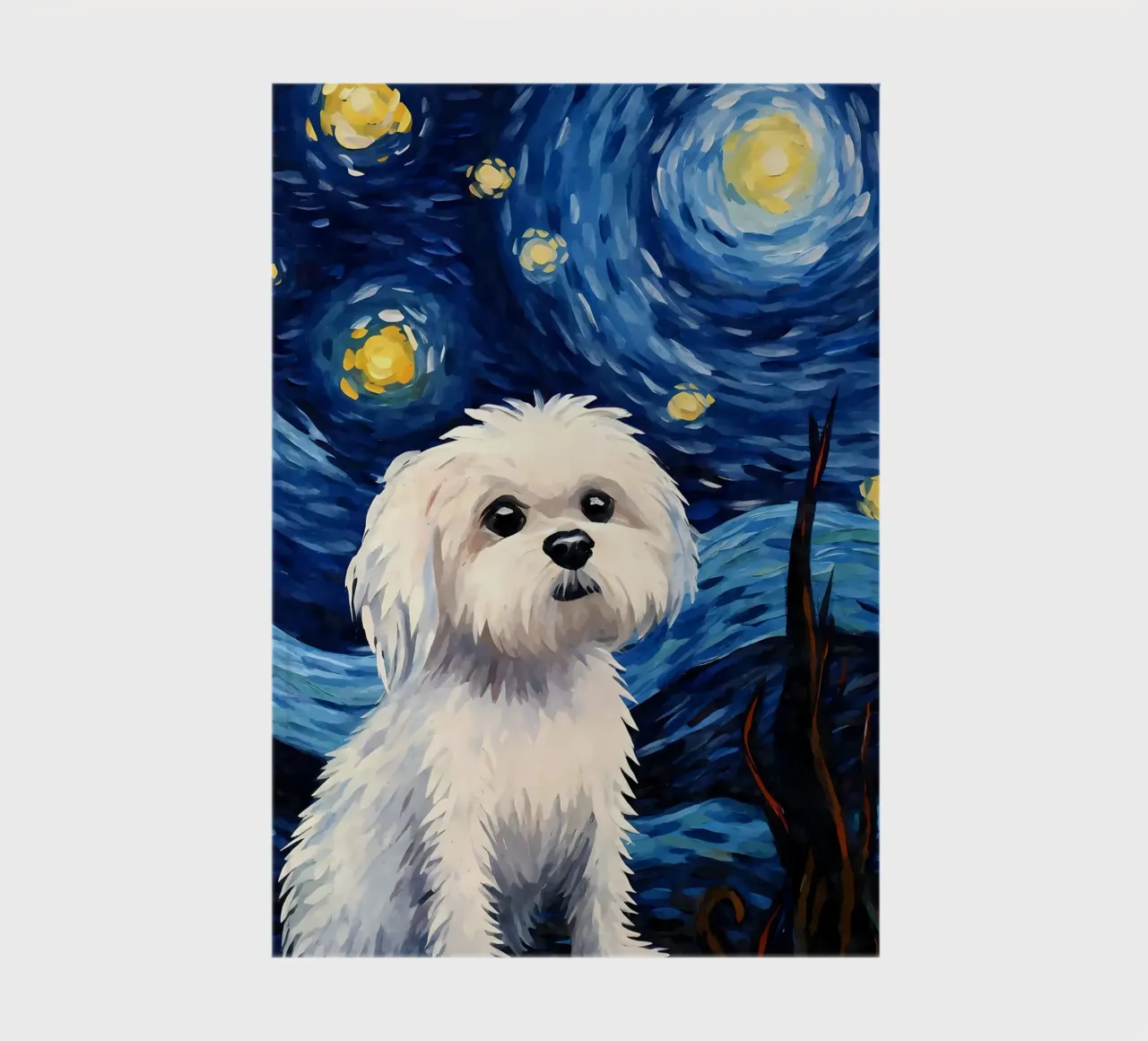 Maltese Dog Starry Night notebook by Adrian Patel