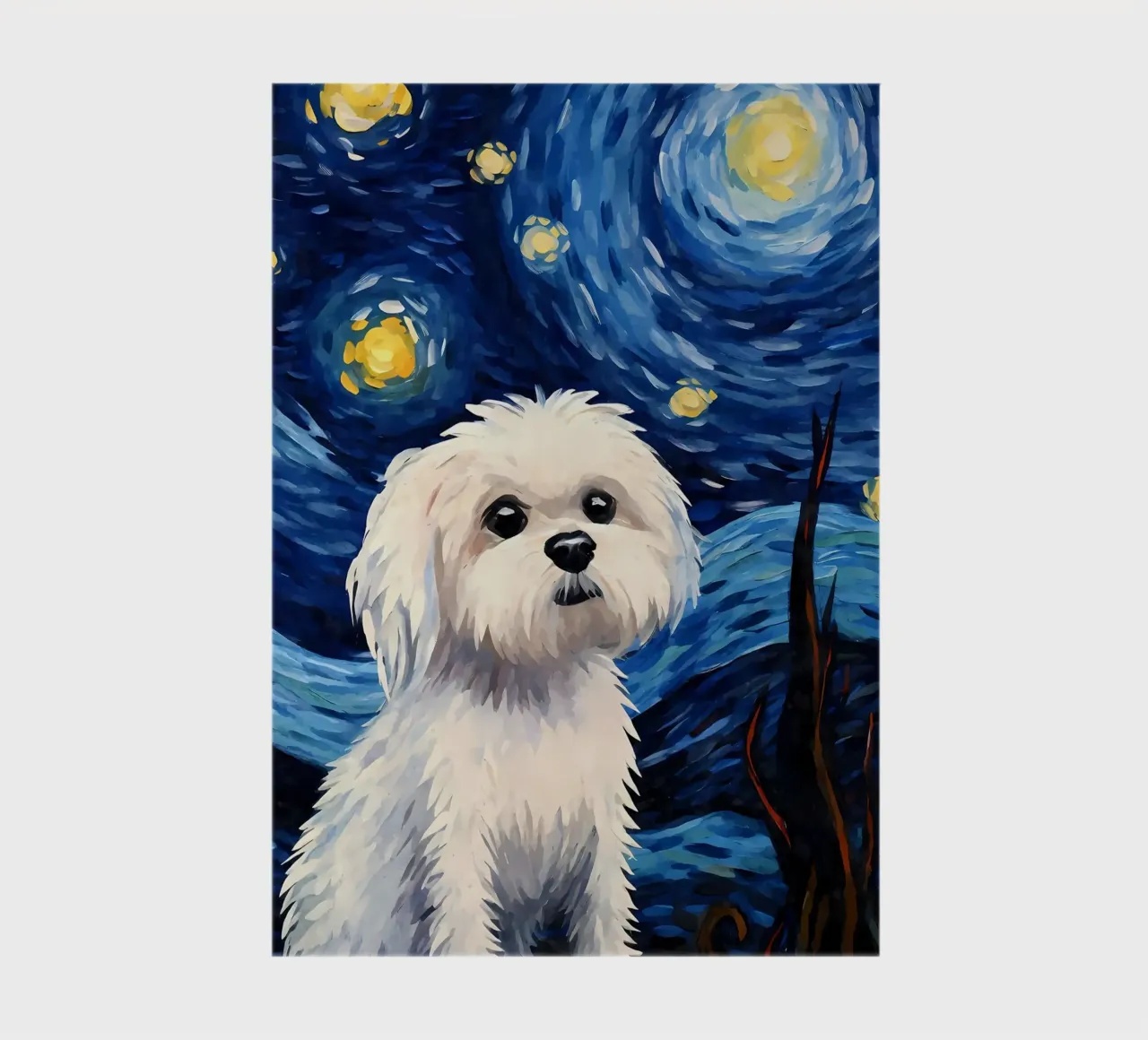 Maltese Dog Starry Night notebook by Adrian Patel
