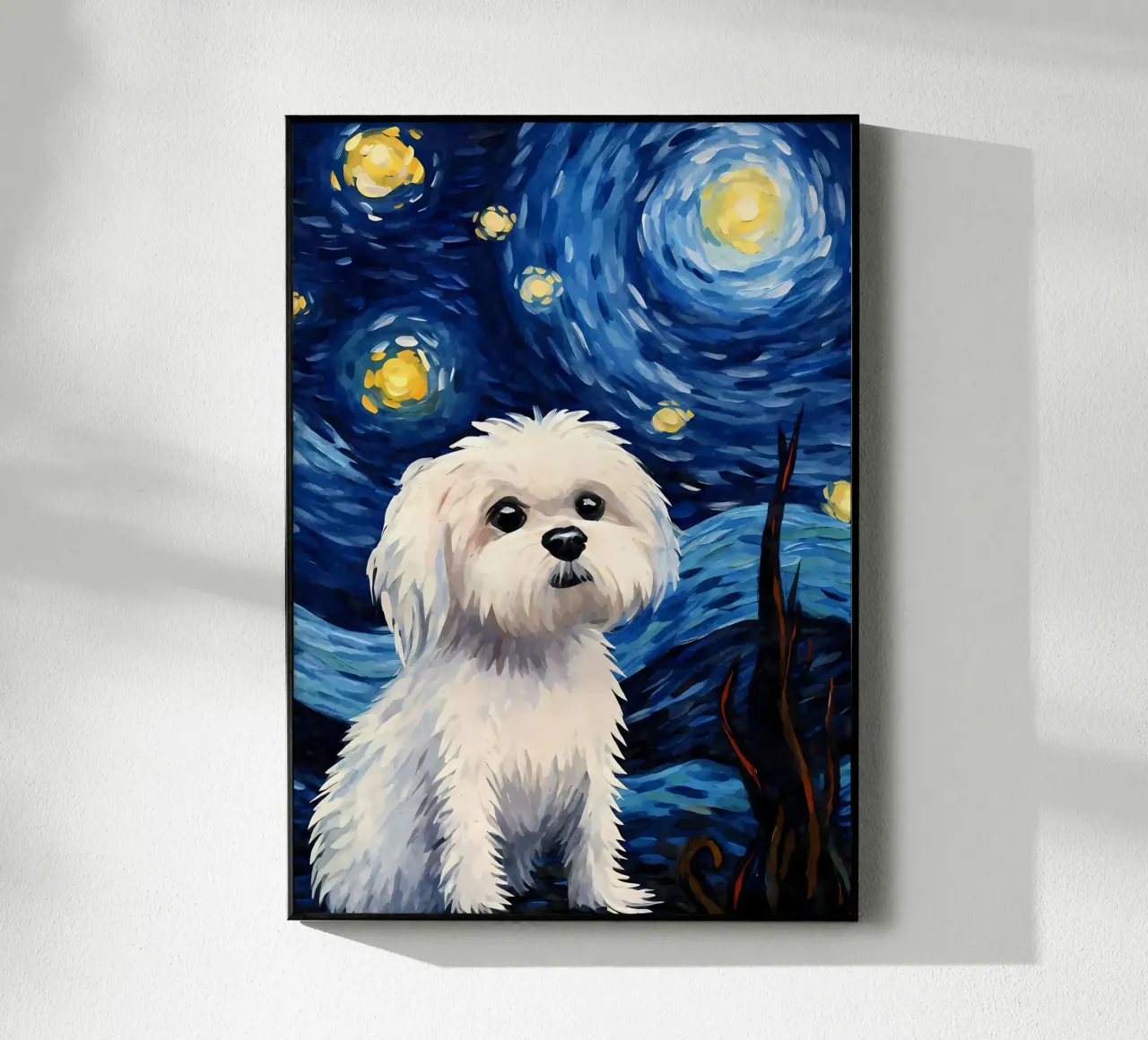 Cane maltese Notte stellata plexiglass da Adrian Patel