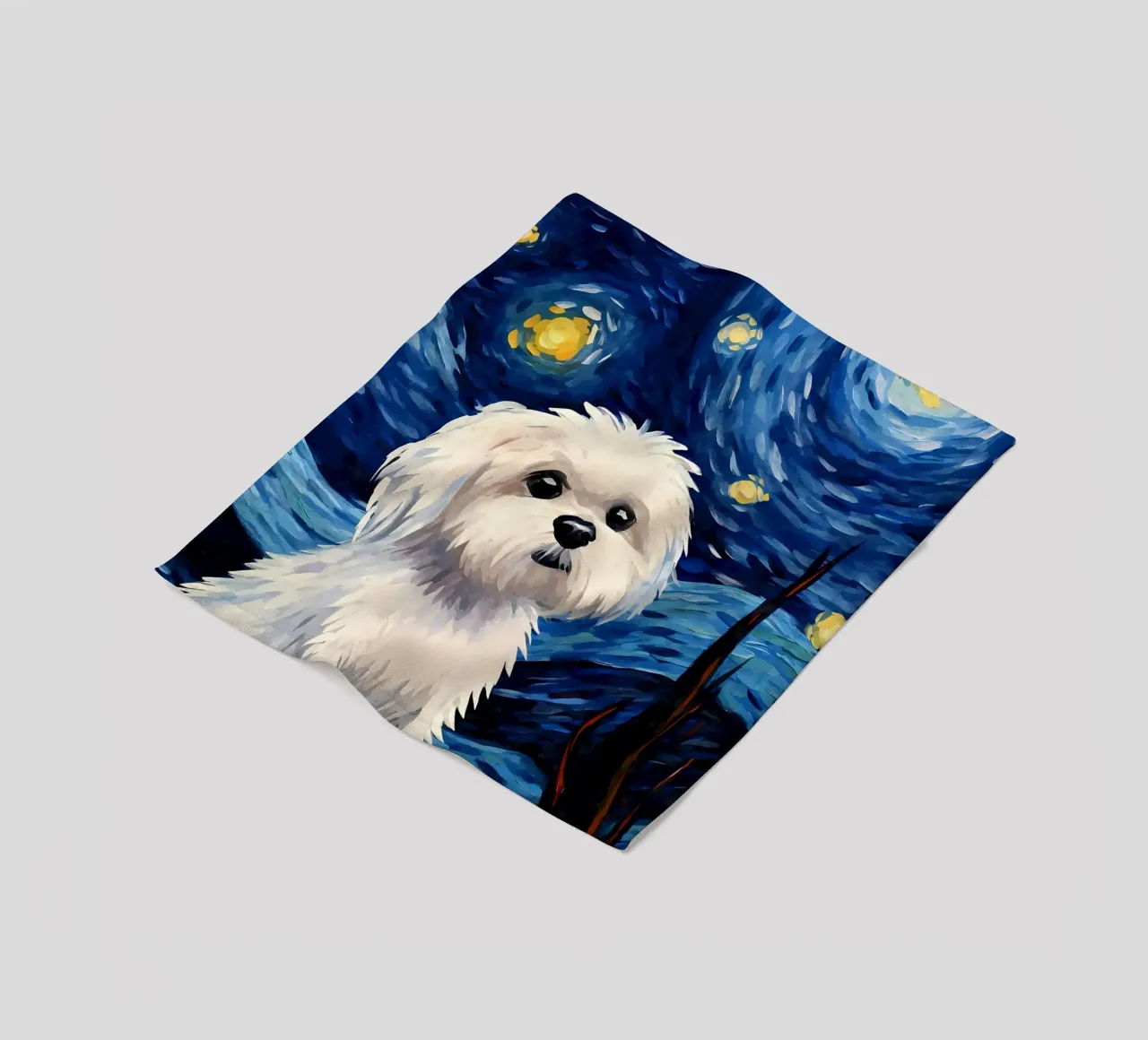 Cane maltese Notte stellata coperta in pile da Adrian Patel