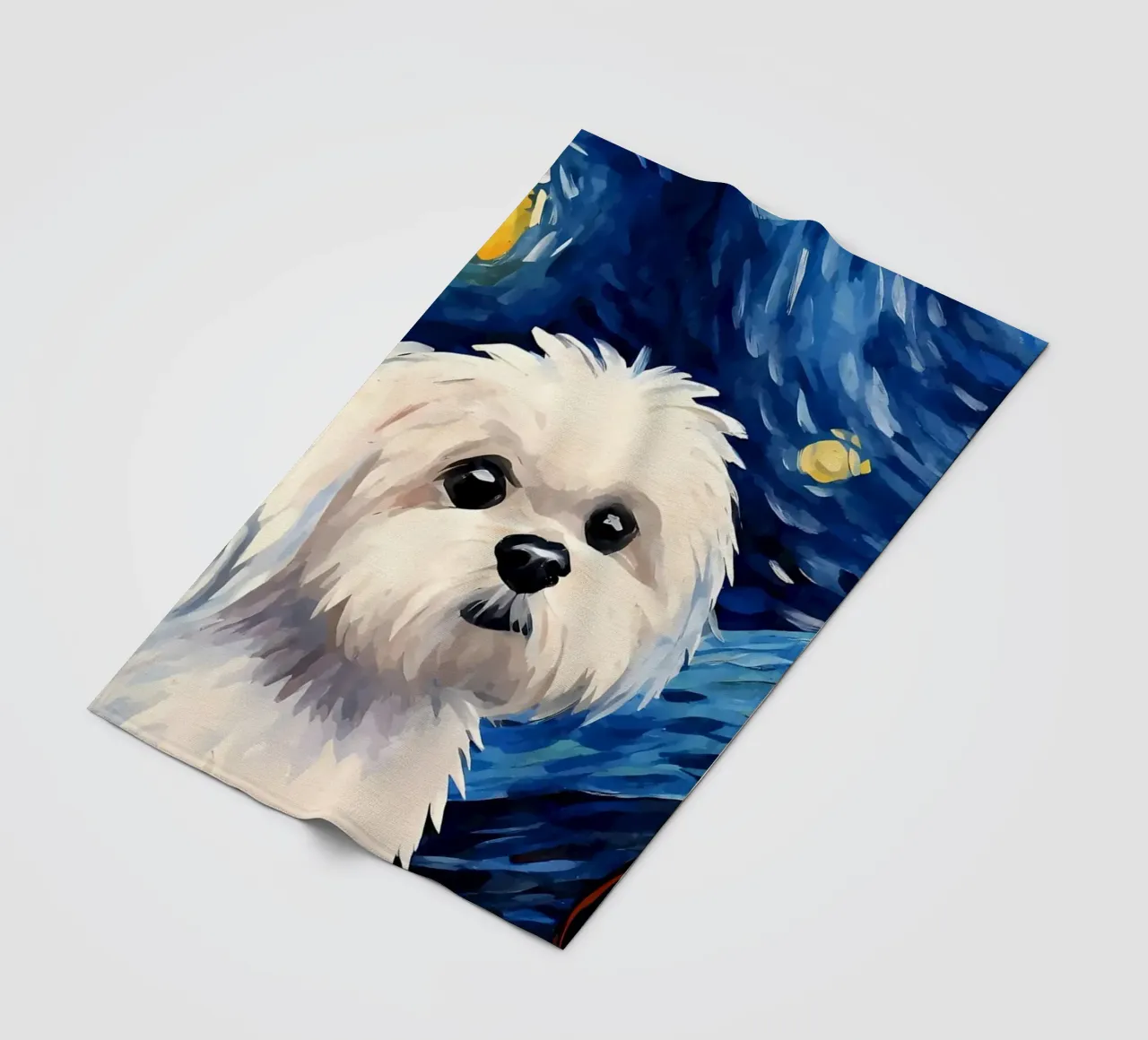 Cane maltese Notte stellata coperta in pile da Adrian Patel