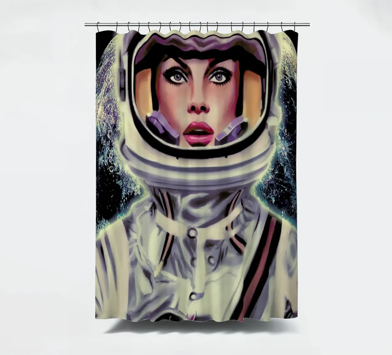 Le Cosmonaute shower curtain by Mayka ienova