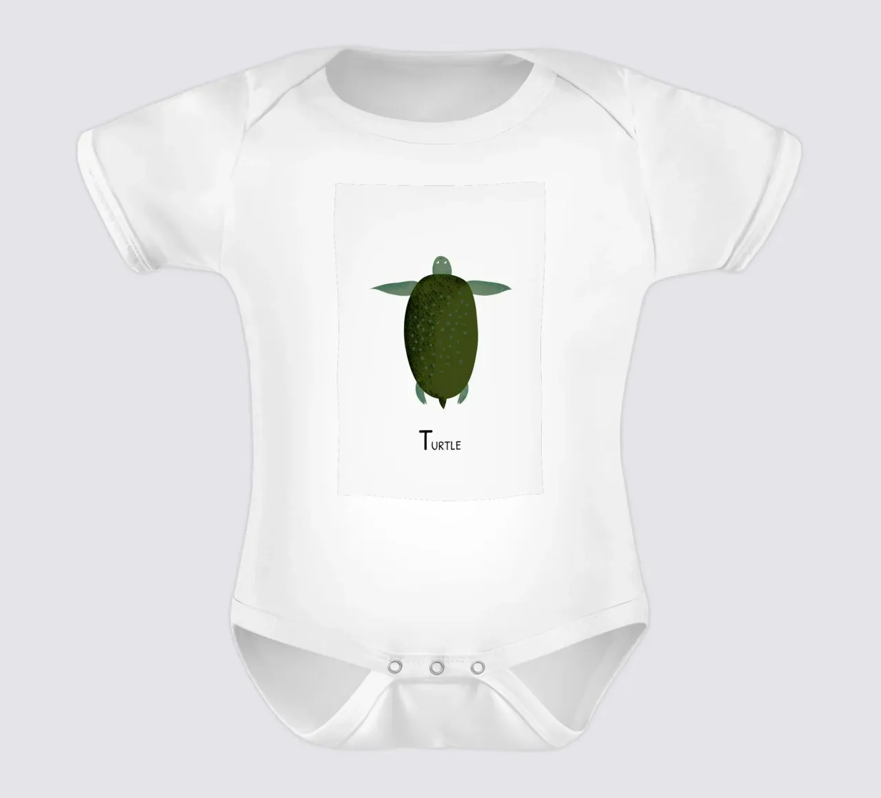 T for Turtle body neonato maniche corte da Little Flourishes