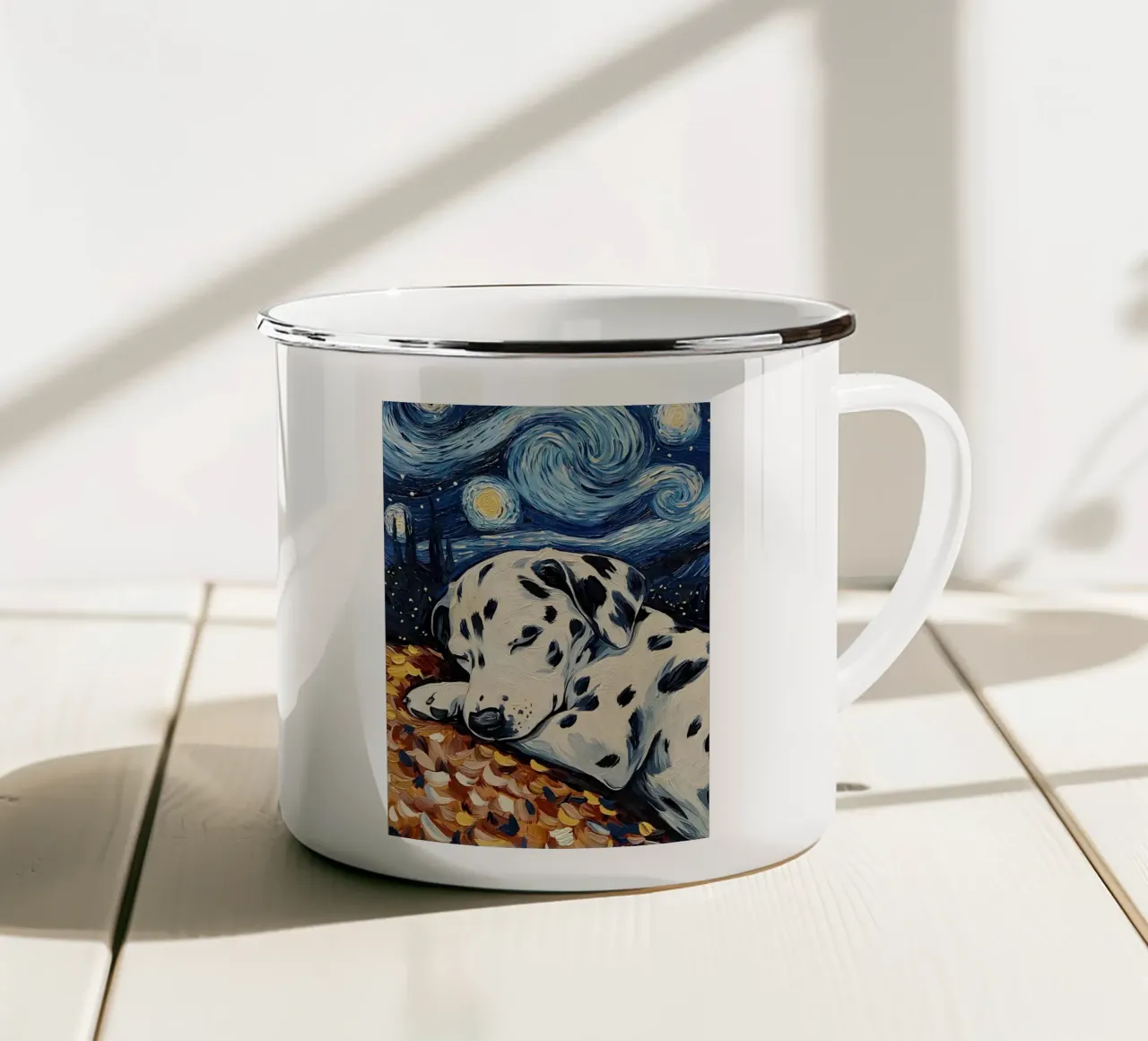 Cucciolo di dalmata che dorme tazza in smalto da Adrian Patel
