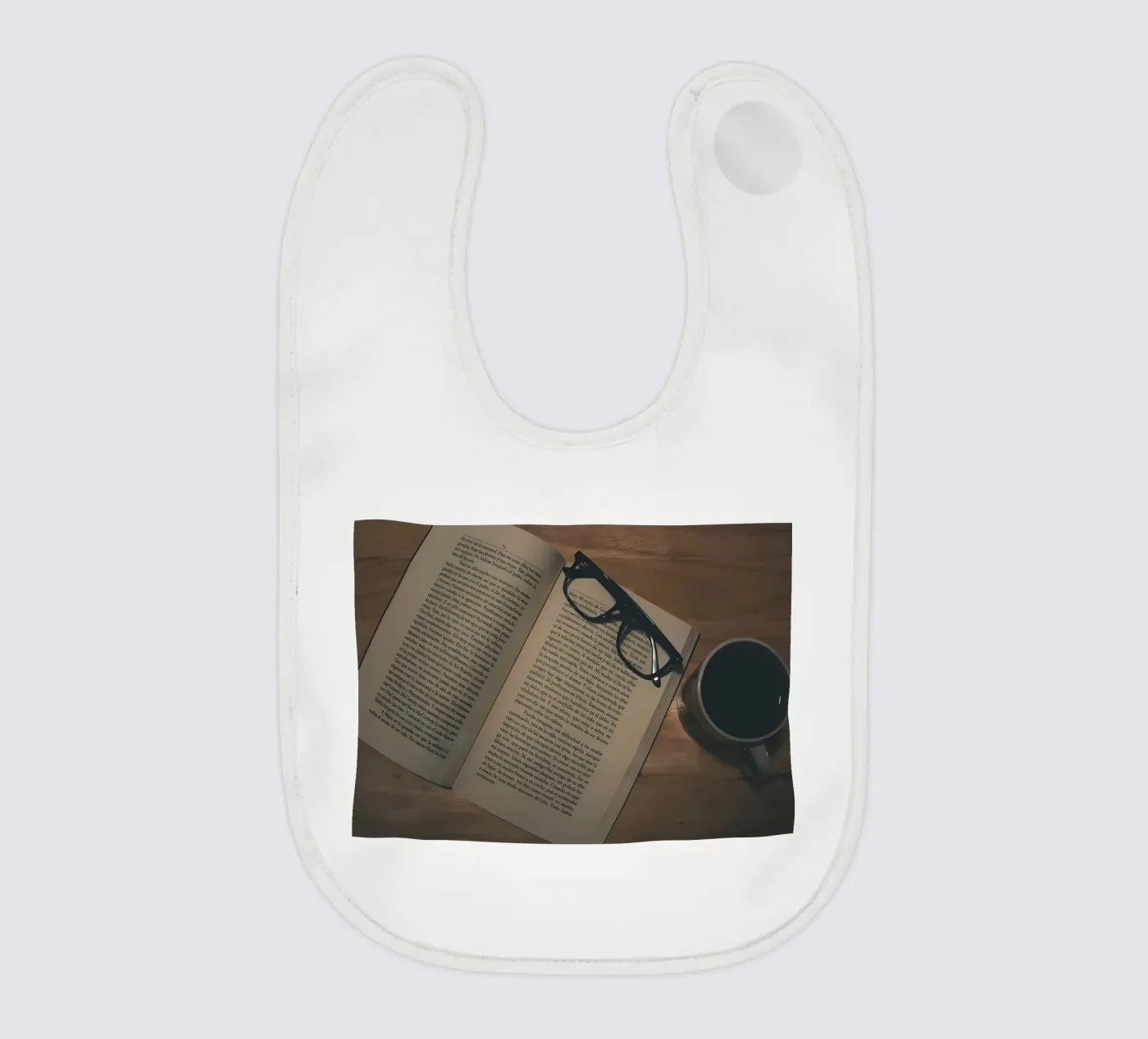 coffee and books baby bib by Aiden Garcia