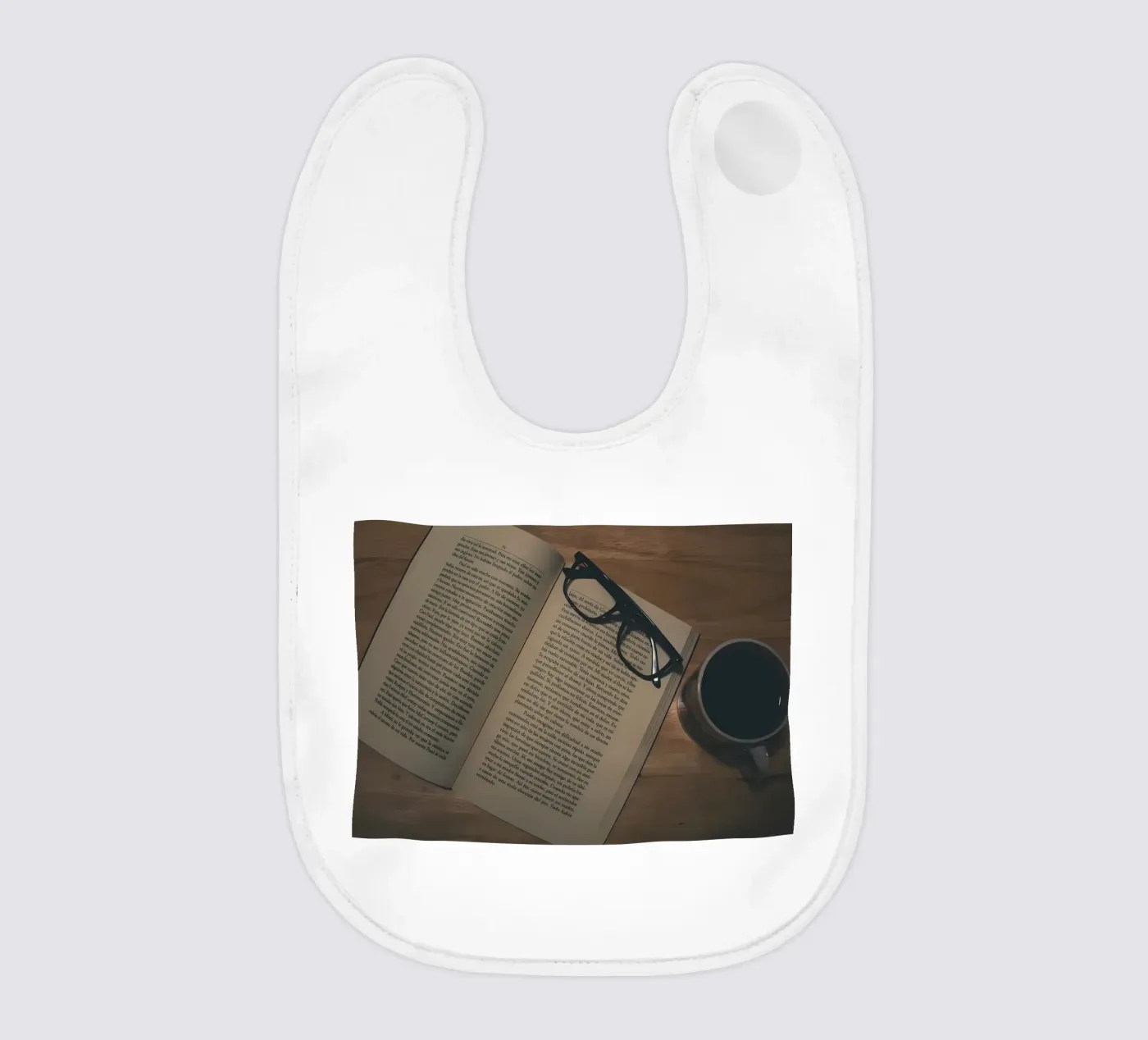 coffee and books baby bib by Aiden Garcia