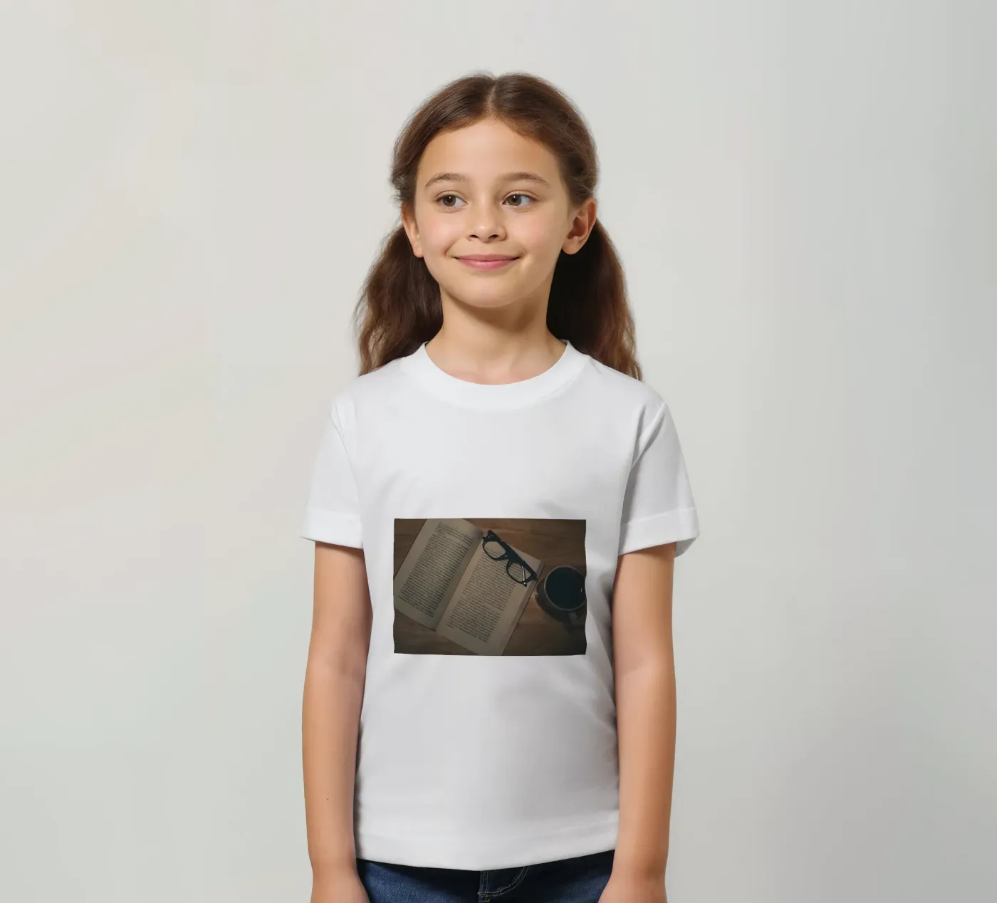 coffee and books kids t-shirt by Aiden Garcia