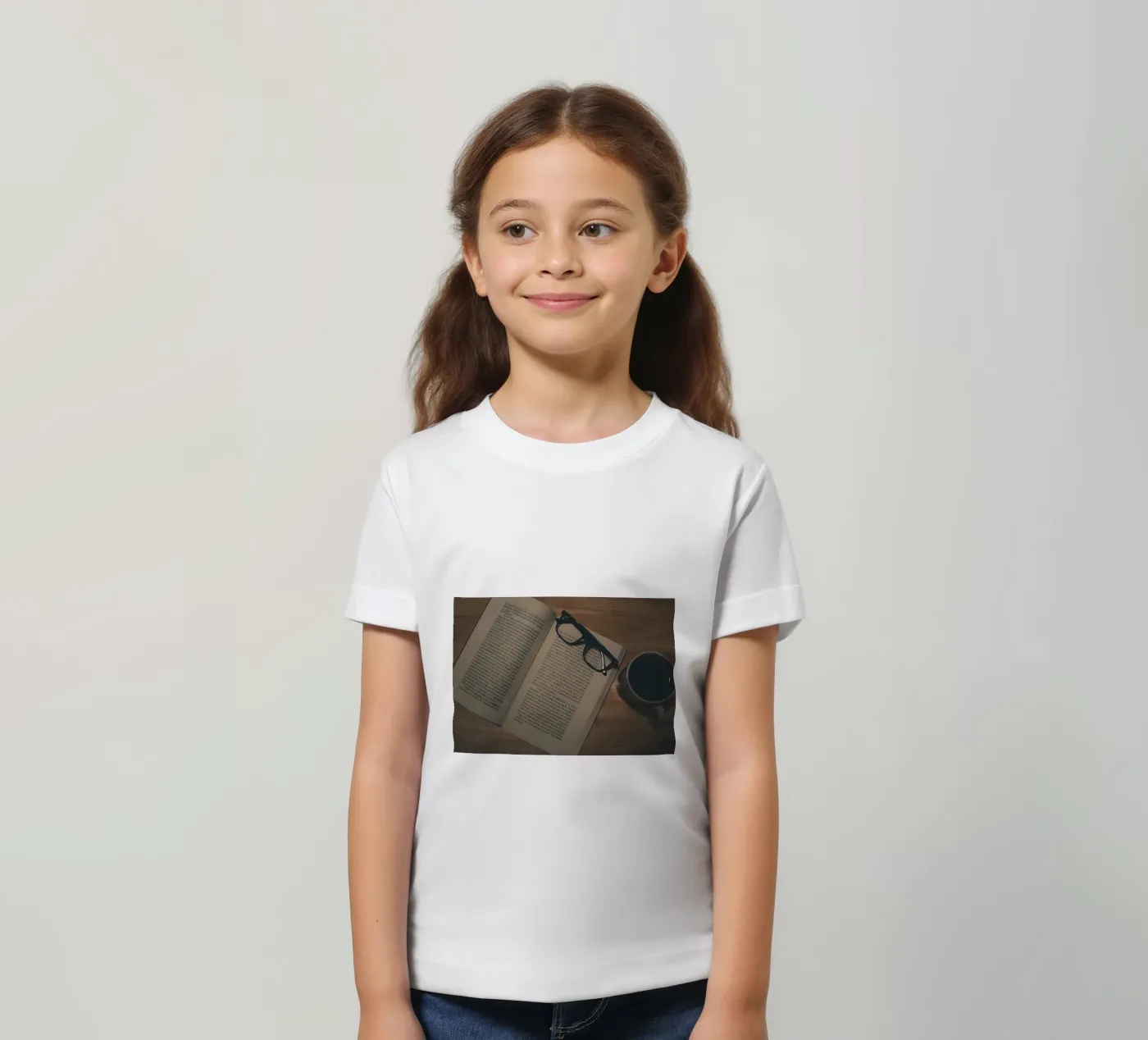 coffee and books kids t-shirt by Aiden Garcia