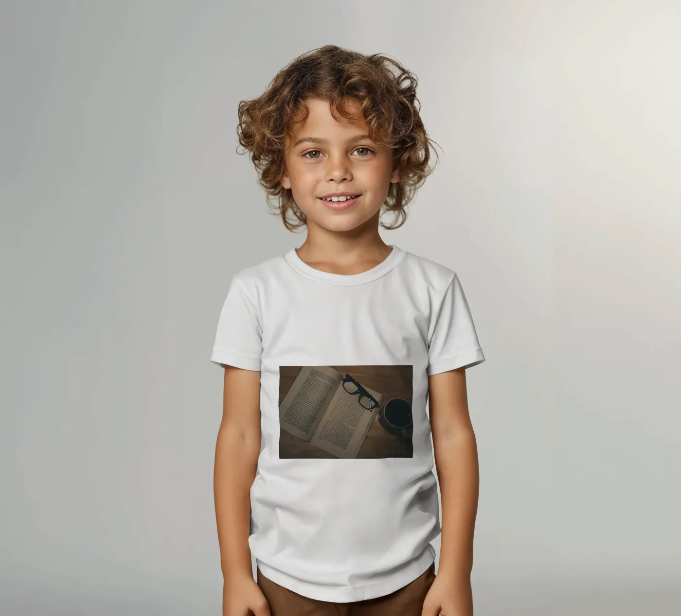 coffee and books kids t-shirt by Aiden Garcia