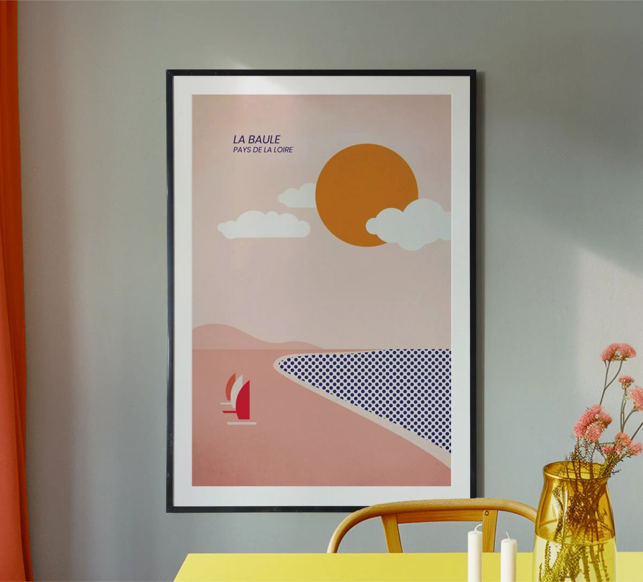La Baule poster with wooden frame by The Cartography Collection