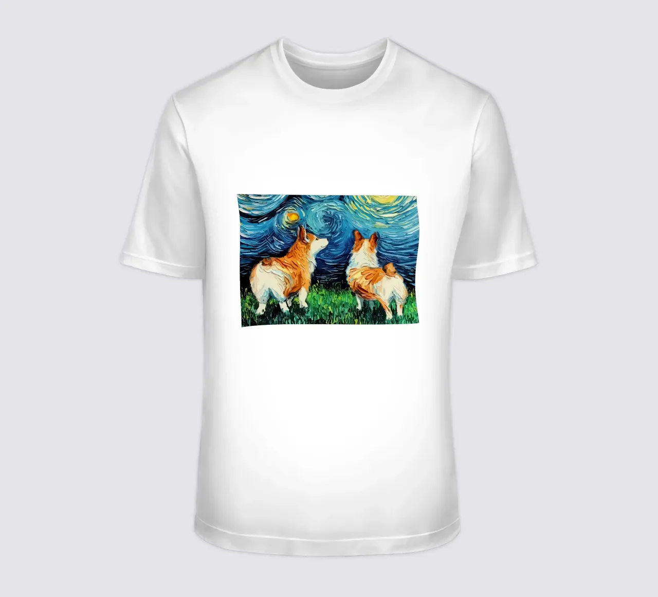 Cane Notte stellata Corgi t-shirt da Adrian Patel
