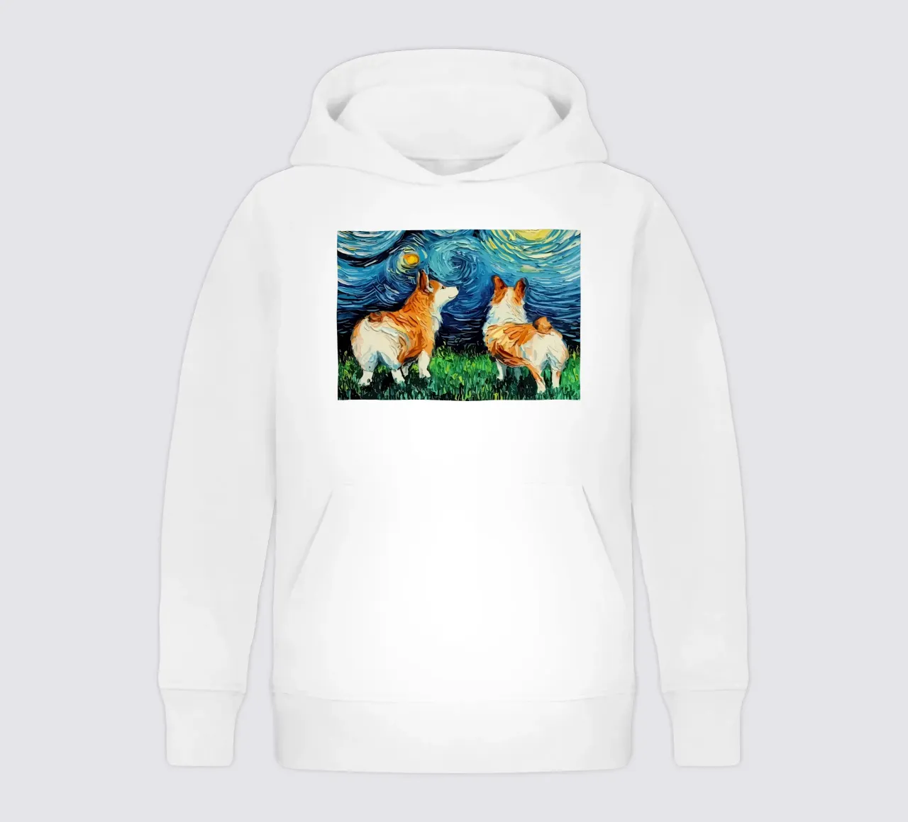Cane Notte stellata Corgi felpa bambino con cappuccio da Adrian Patel