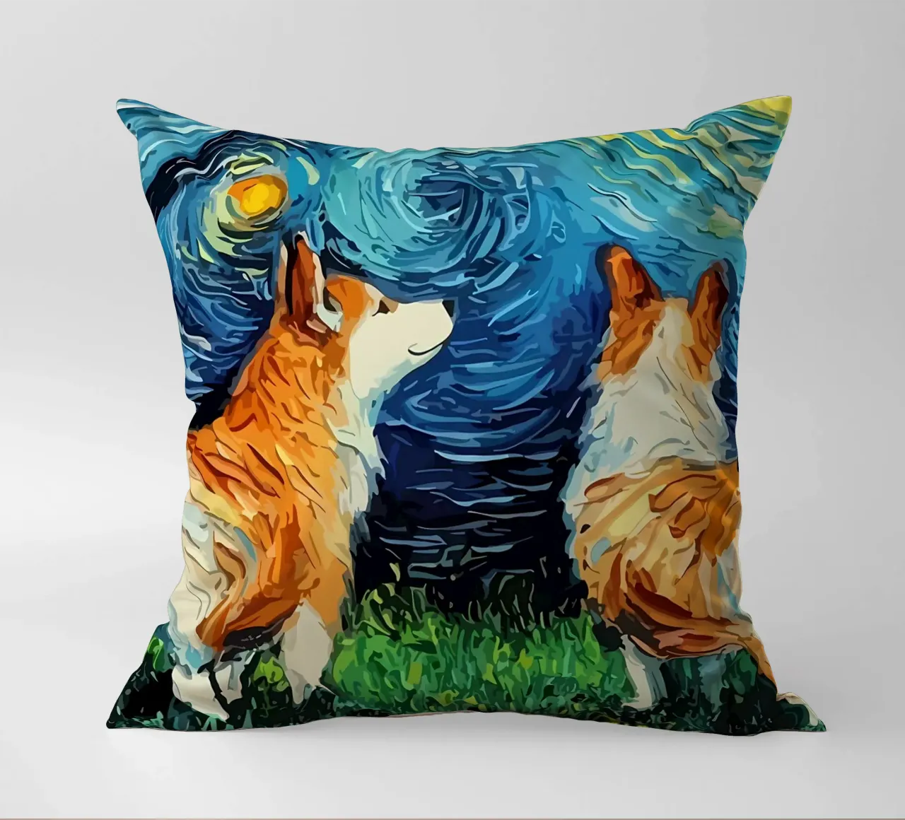 Cane Notte stellata Corgi cuscino da Adrian Patel
