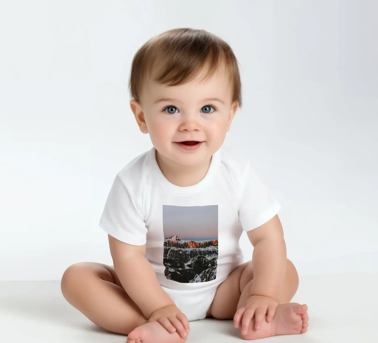 Landscape 19 short-sleeve baby romper by Matthew Katz
