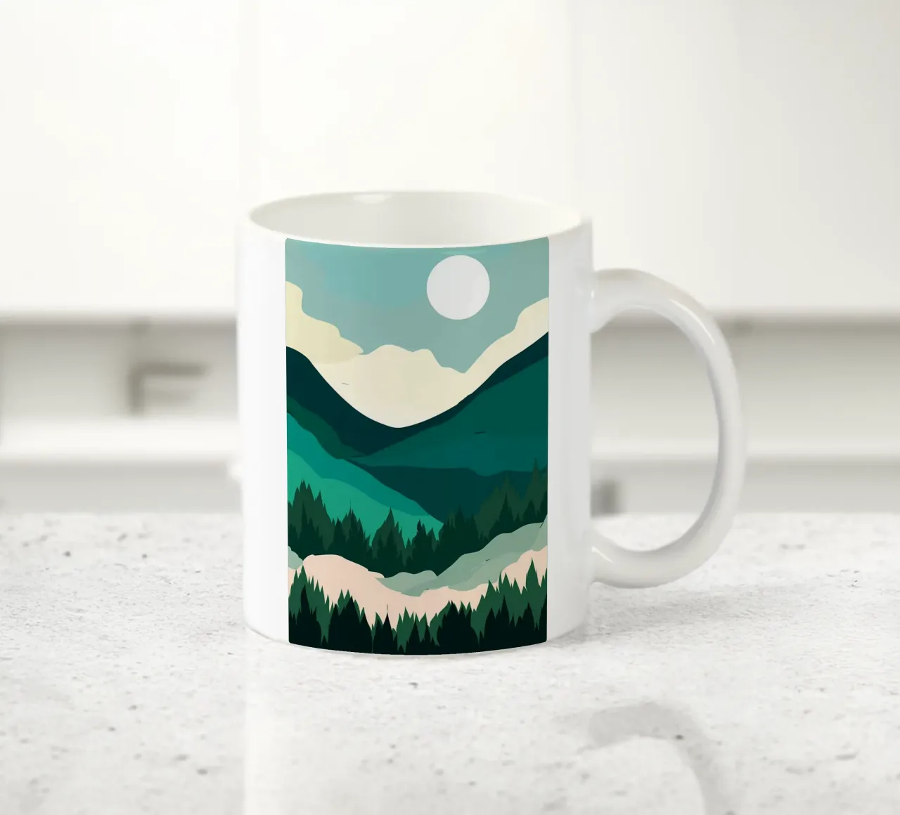 montagna verde e pianeggiante tazza in ceramica da Bartosz Powalka