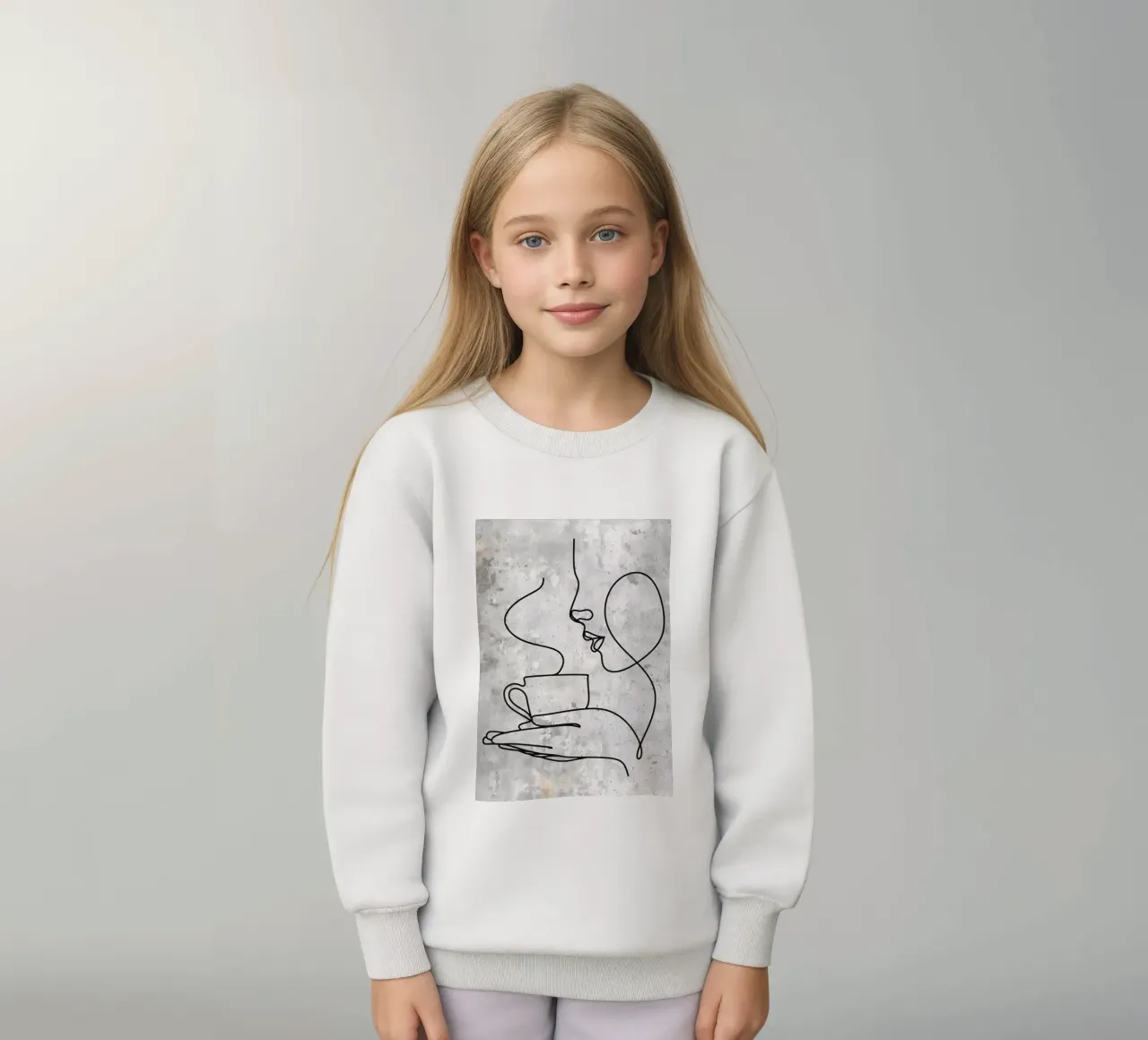 Coffee Bar Line Art Coffee Cup kids sweatshirt by Aiden Garcia