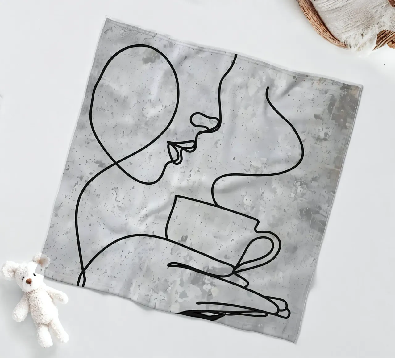 Coffee Bar Line Art Coffee Cup fleece blanket by Aiden Garcia