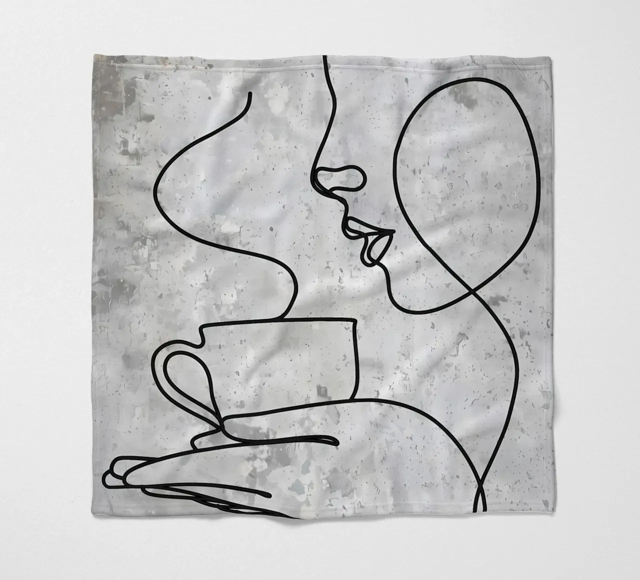 Coffee Bar Line Art Coffee Cup fleece blanket by Aiden Garcia