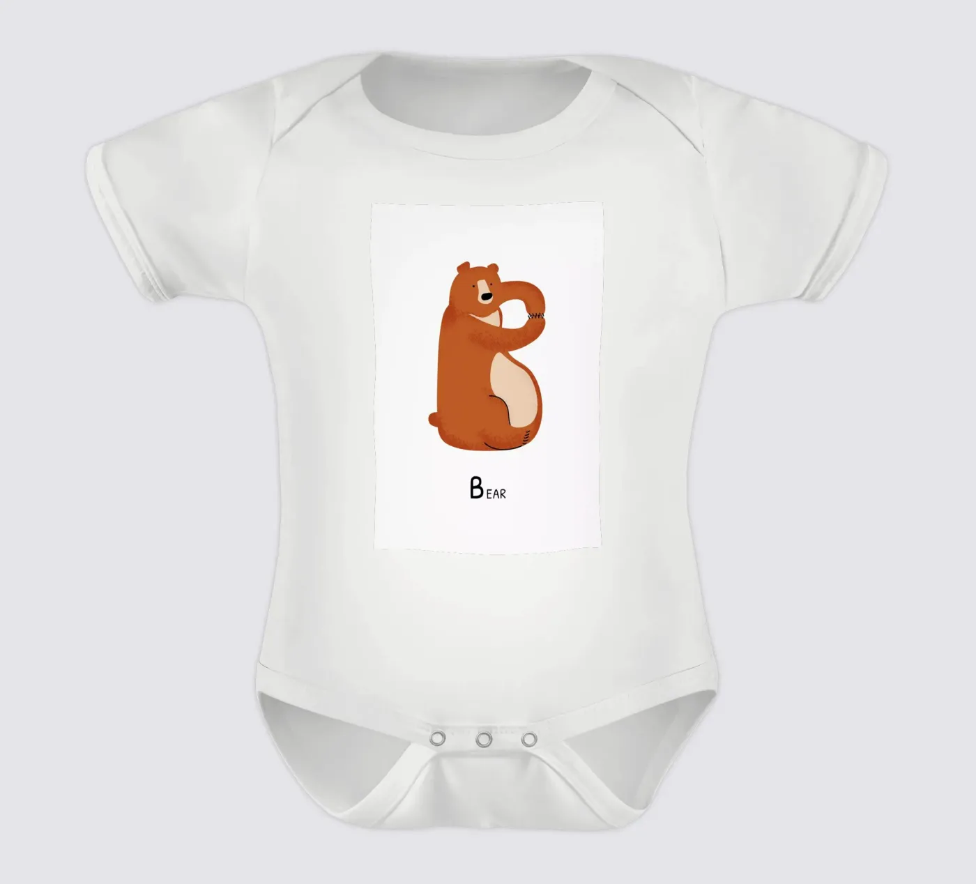 B for Bear short-sleeve baby romper by Little Flourishes