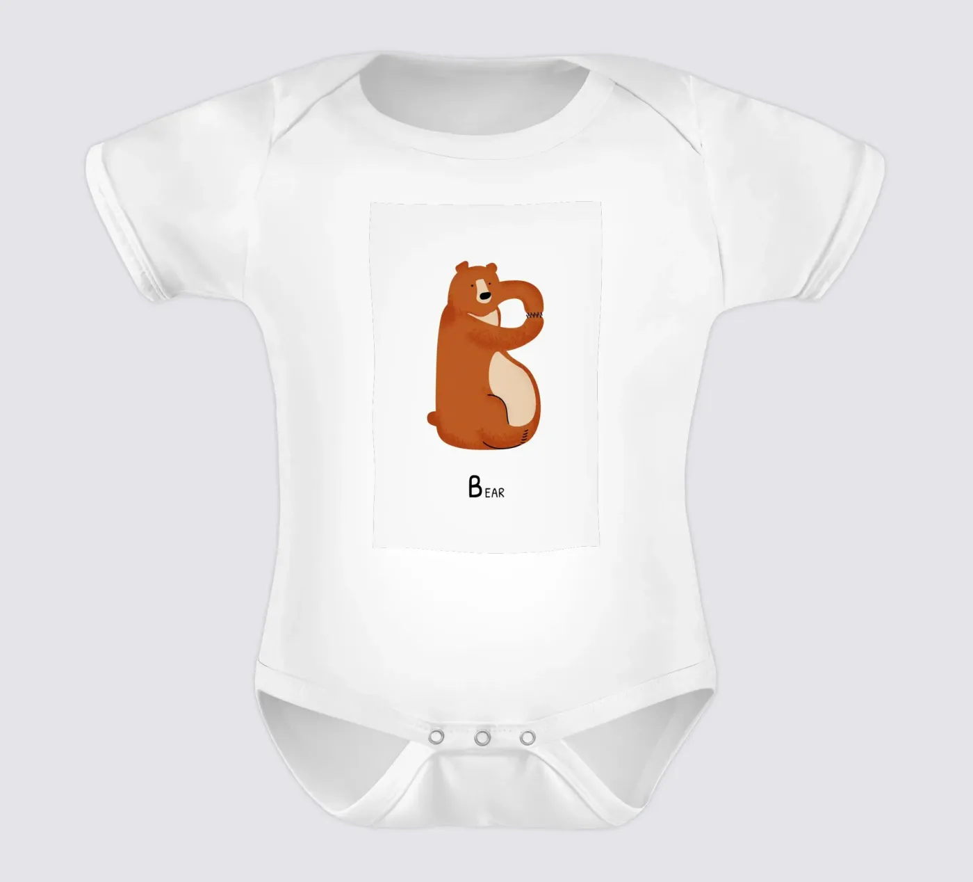 B for Bear short-sleeve baby romper by Little Flourishes