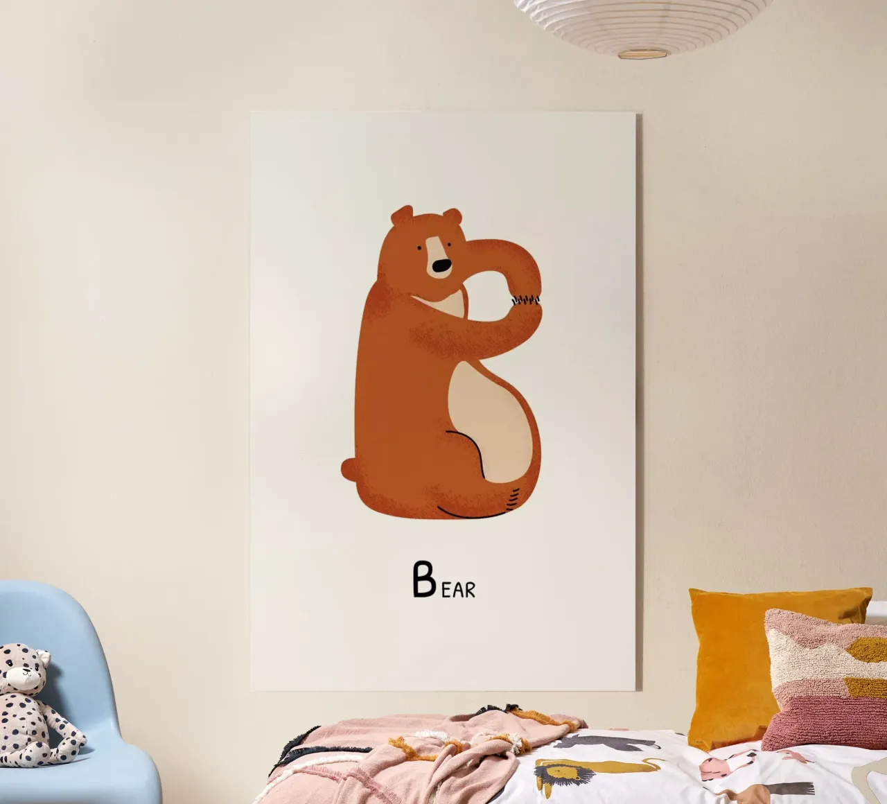 B for Bear acrylic glass by Little Flourishes