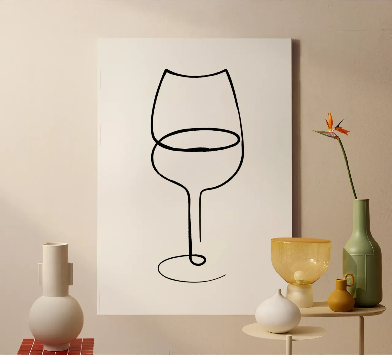 Elegant glas wijn canvas met Baklijst van Aiden Garcia