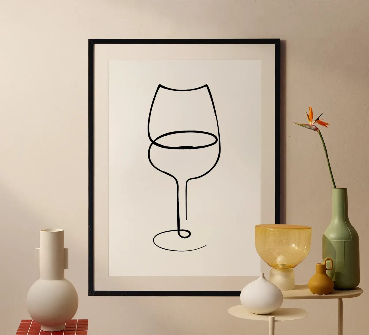 Elegante bicchiere di vino poster con telaio in alluminio da Aiden Garcia