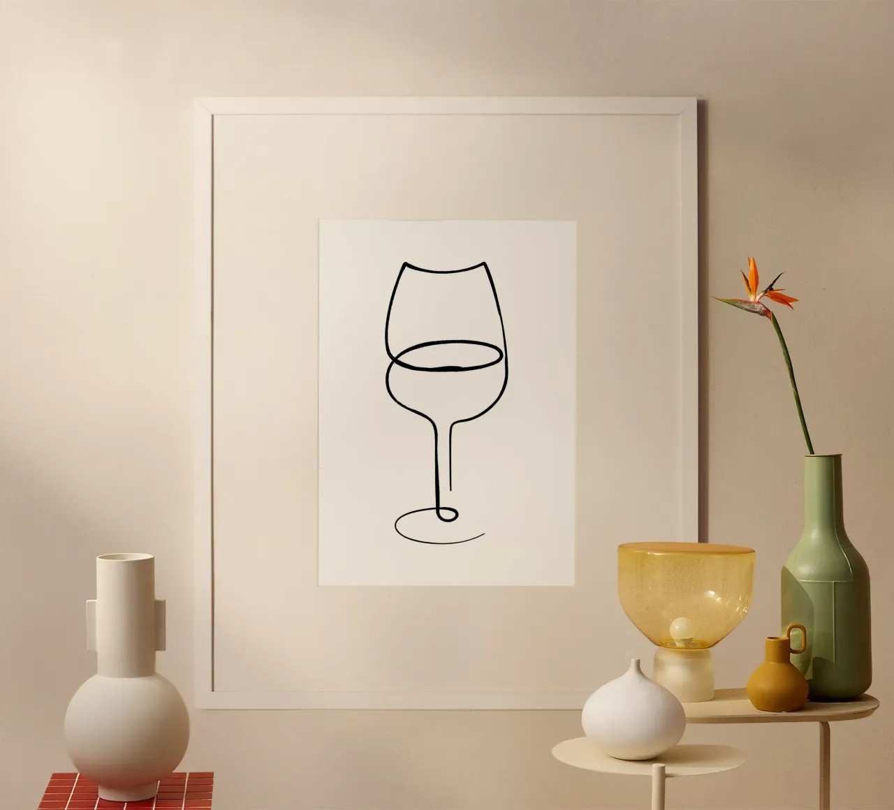 Elegante bicchiere di vino poster con telaio in alluminio da Aiden Garcia