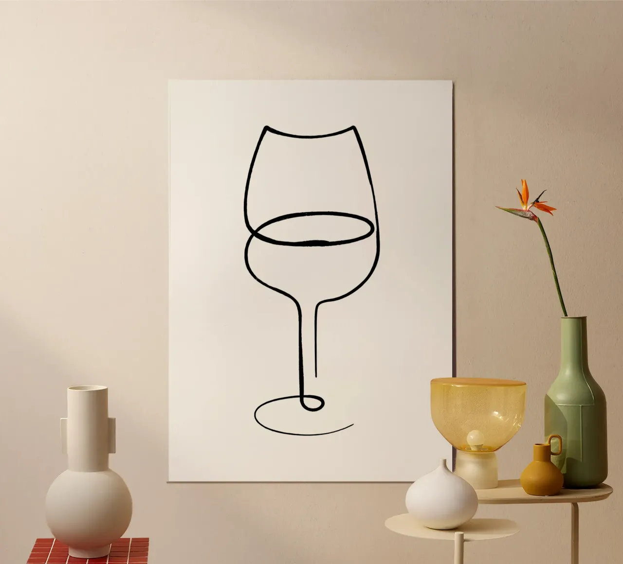 Elegante bicchiere di vino poster con telaio in alluminio da Aiden Garcia