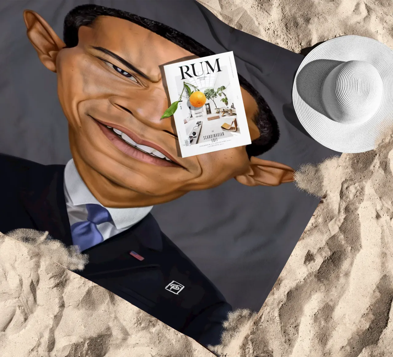 Barrack Obama Strandtuch von Rob Art | Illustration