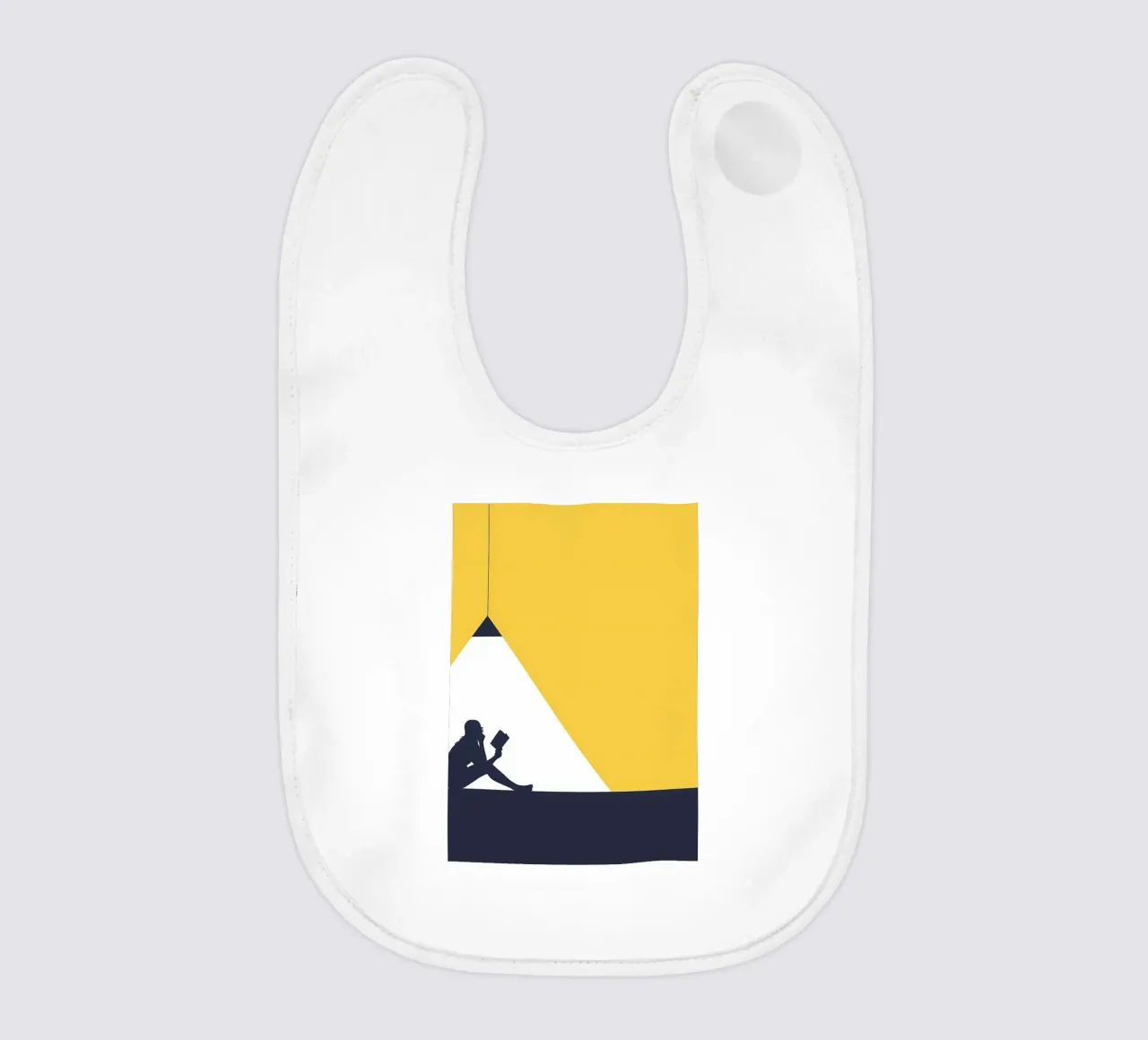 Silhouette Reading Under Light baby bib by Aiden Garcia