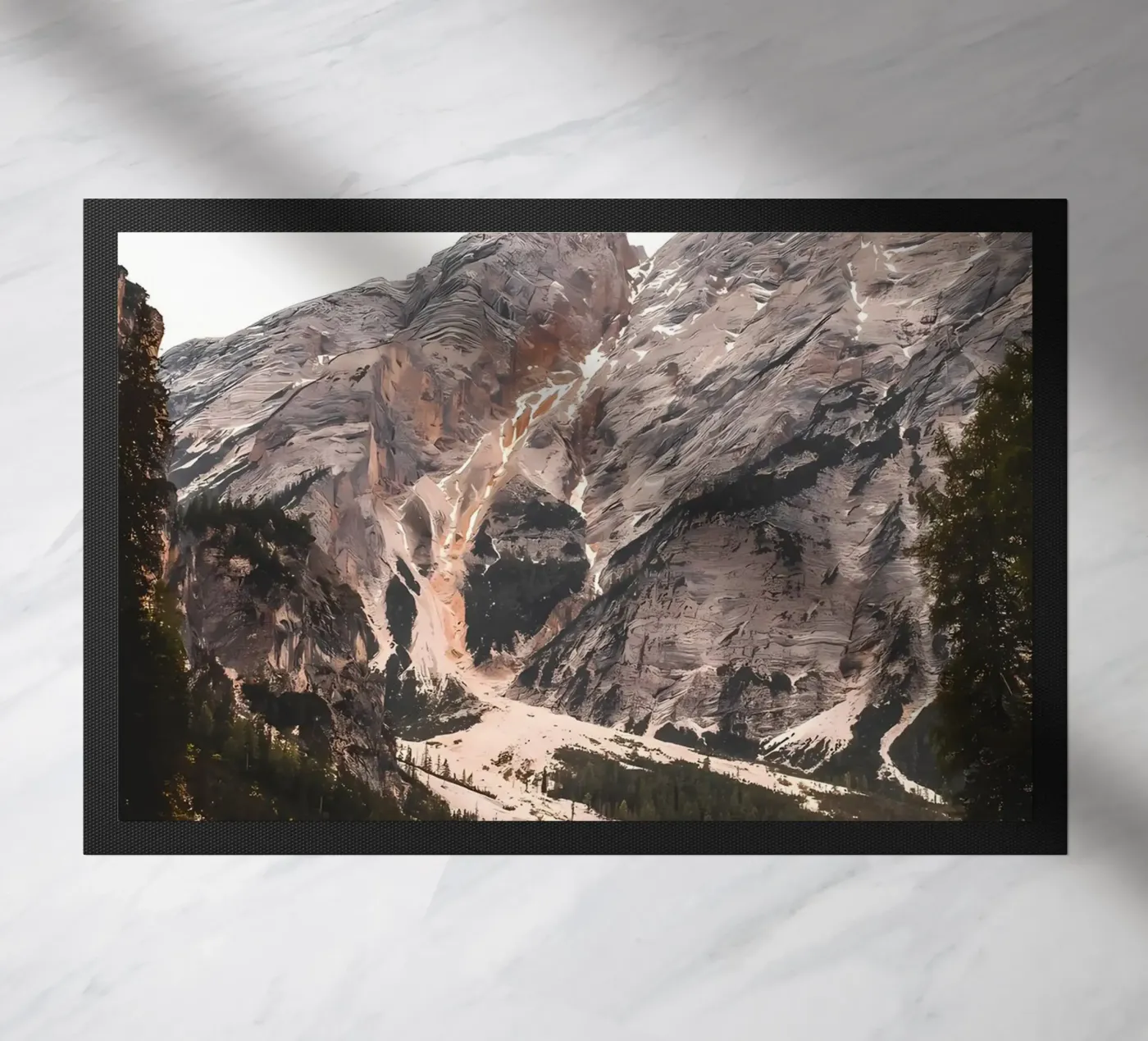 Mountain reflection lake doormat by Matthew Katz