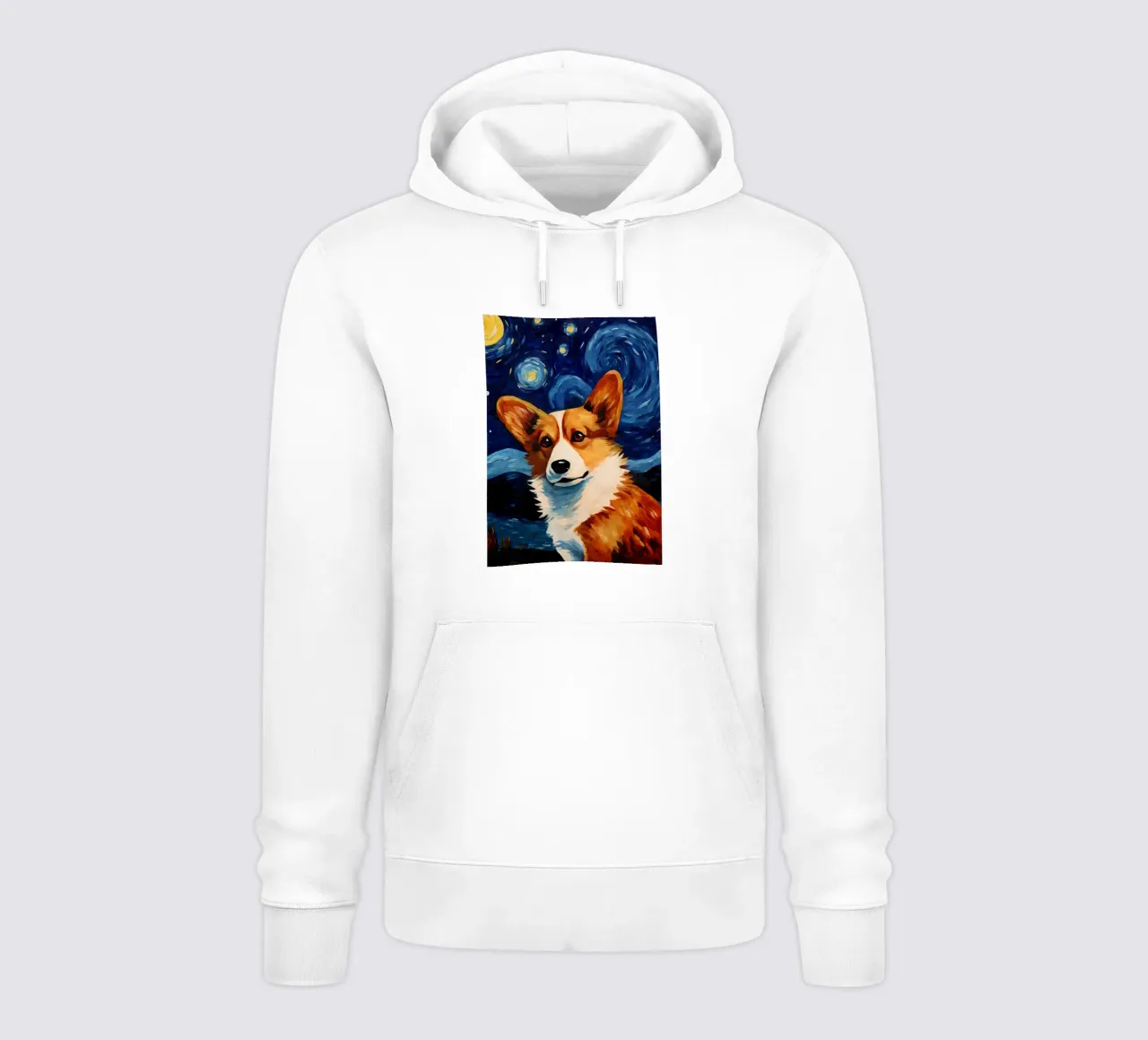Welsh Corgi Notte stellata felpa con cappuccio da Adrian Patel