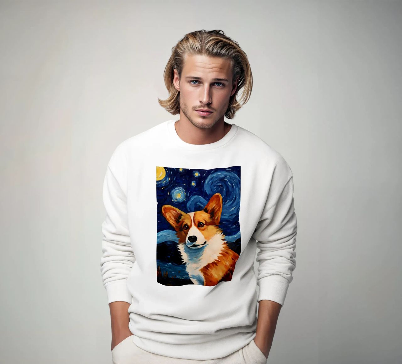 Welsh Corgi Notte stellata felpa da Adrian Patel
