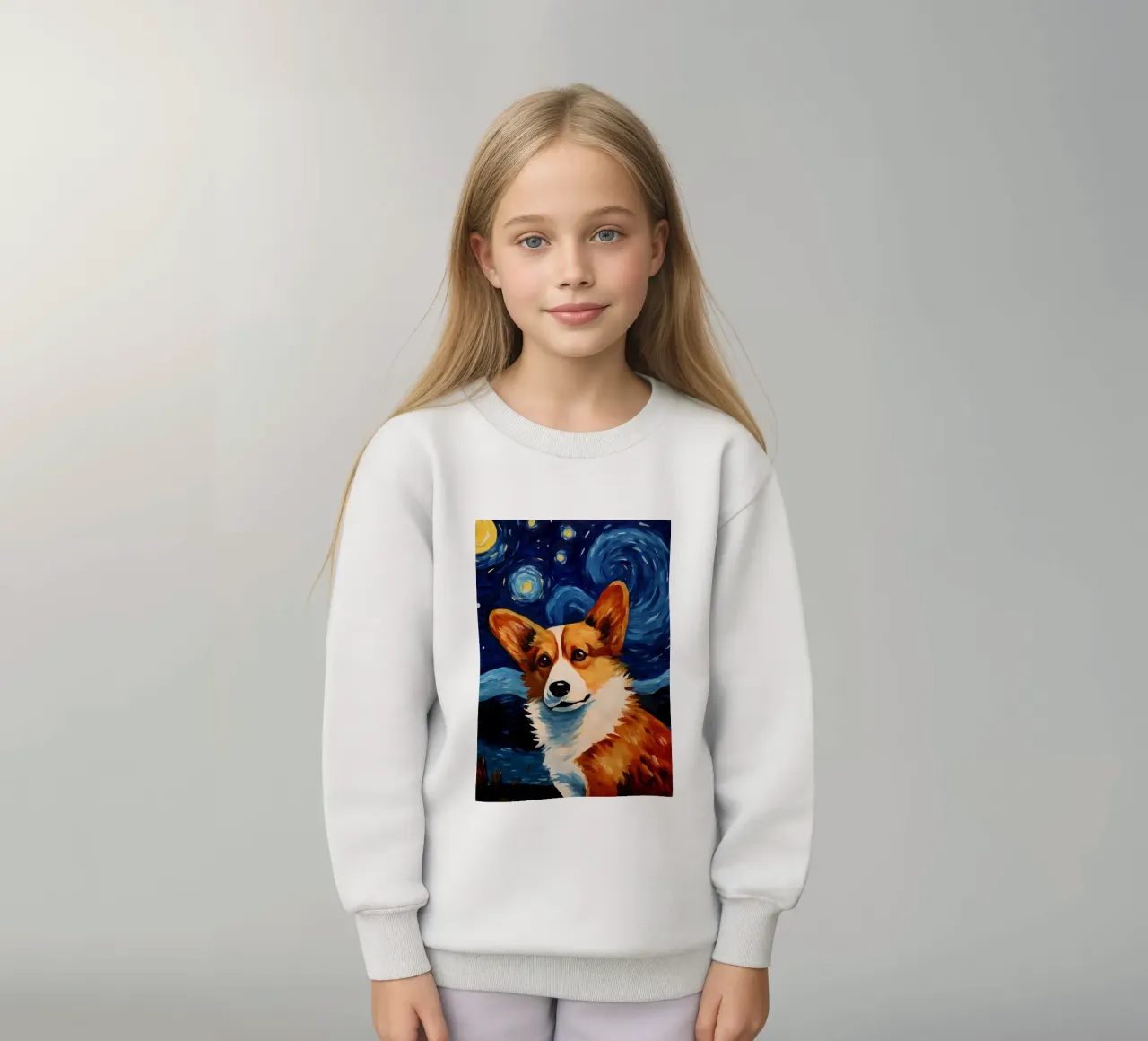 Welsh Corgi Notte stellata felpa bambino da Adrian Patel