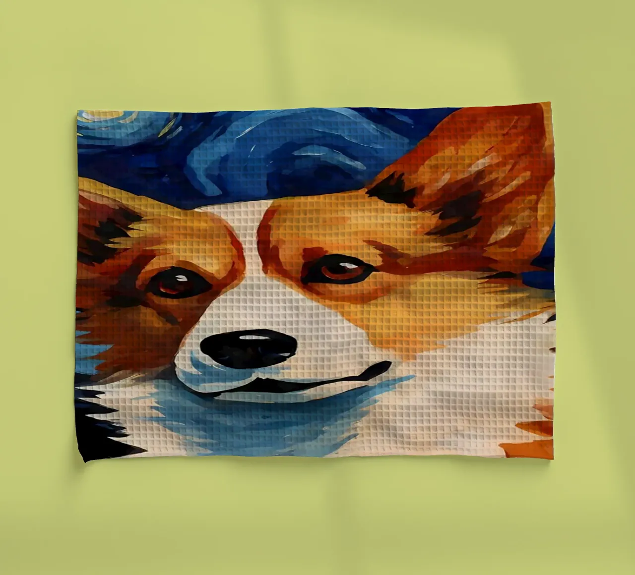 Welsh Corgi Sternennacht Geschirrtuch von Adrian Patel