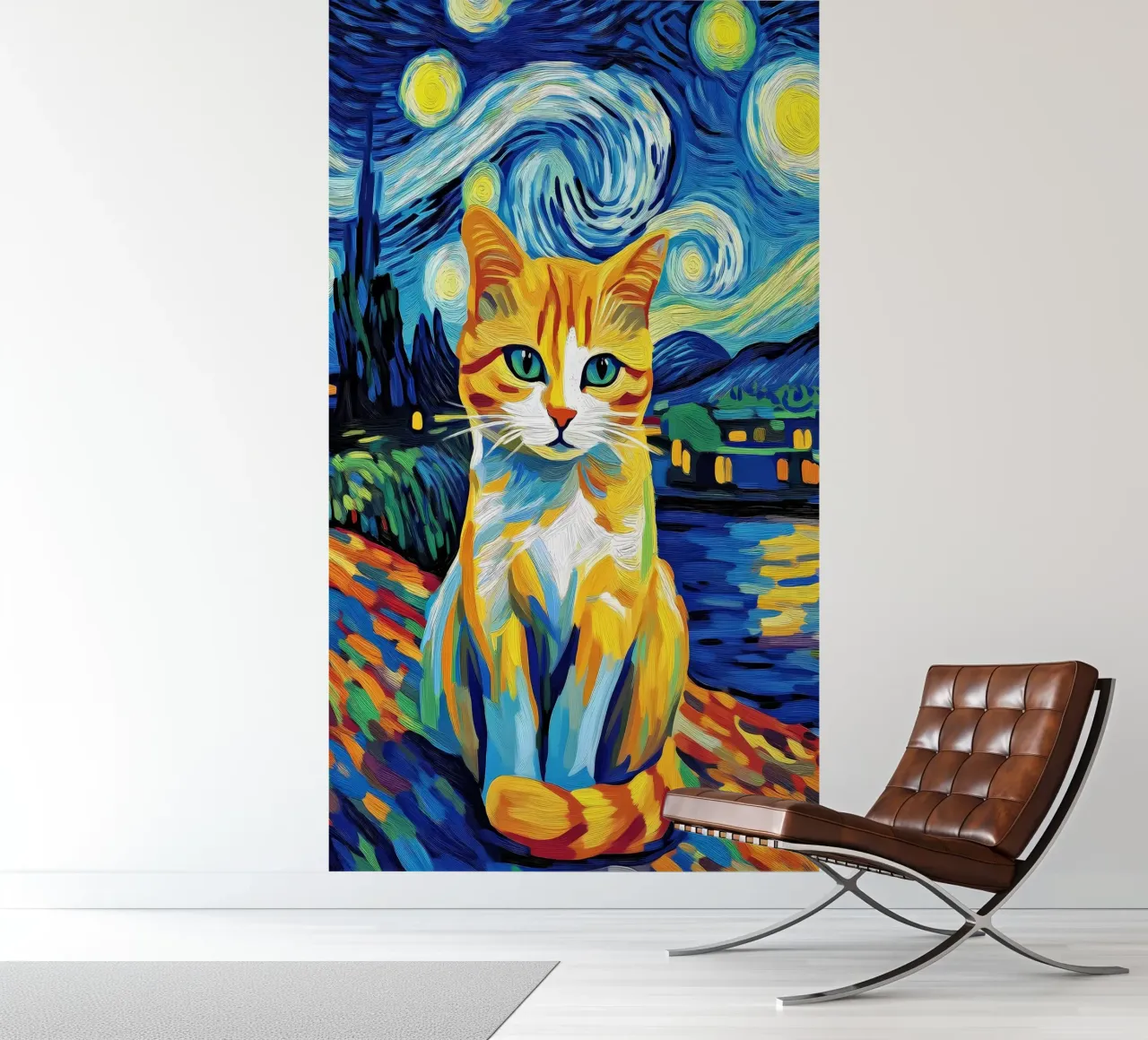 Cat in Starry Night photo wallpaper by Adrian Patel