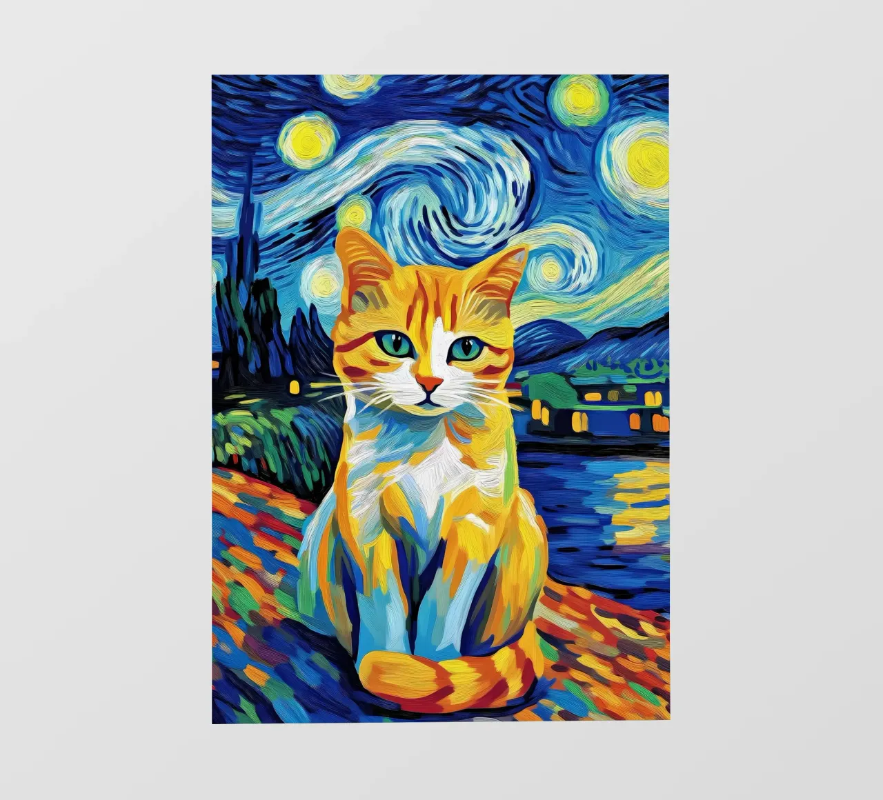 Cat in Starry Night photo wallpaper by Adrian Patel