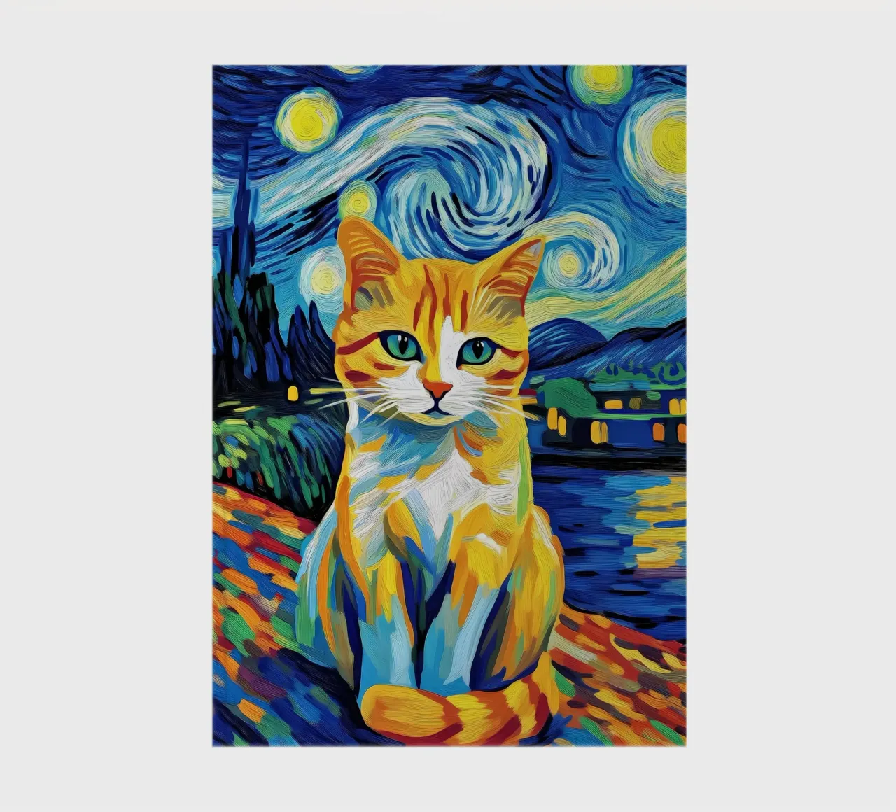 Cat in Starry Night notebook by Adrian Patel