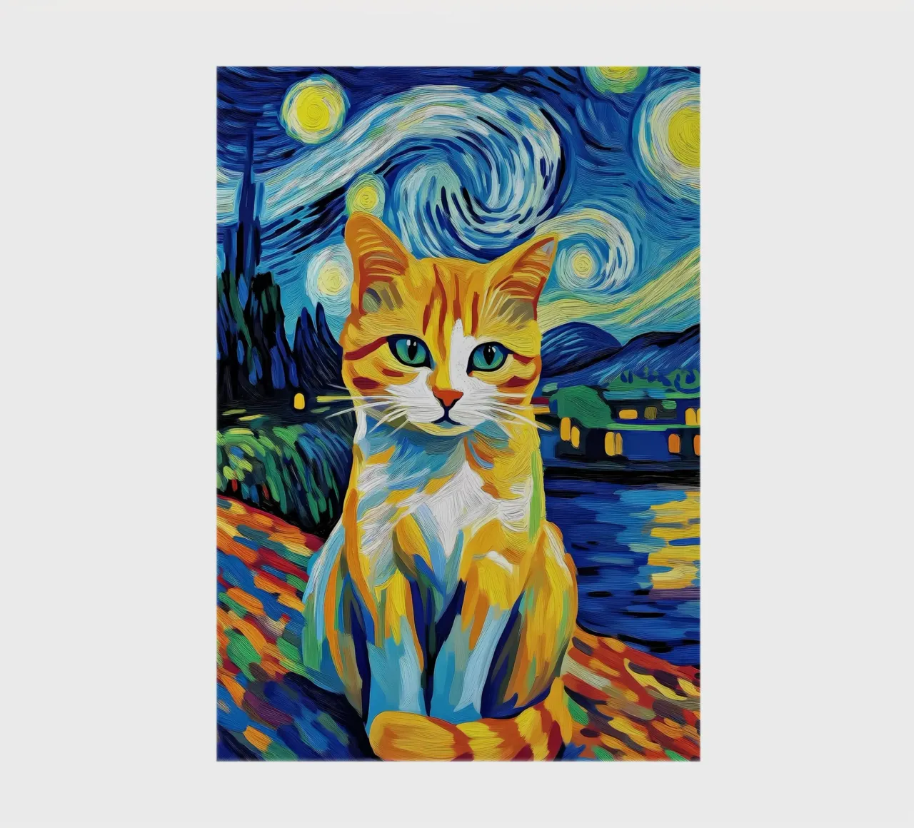 Cat in Starry Night notebook by Adrian Patel
