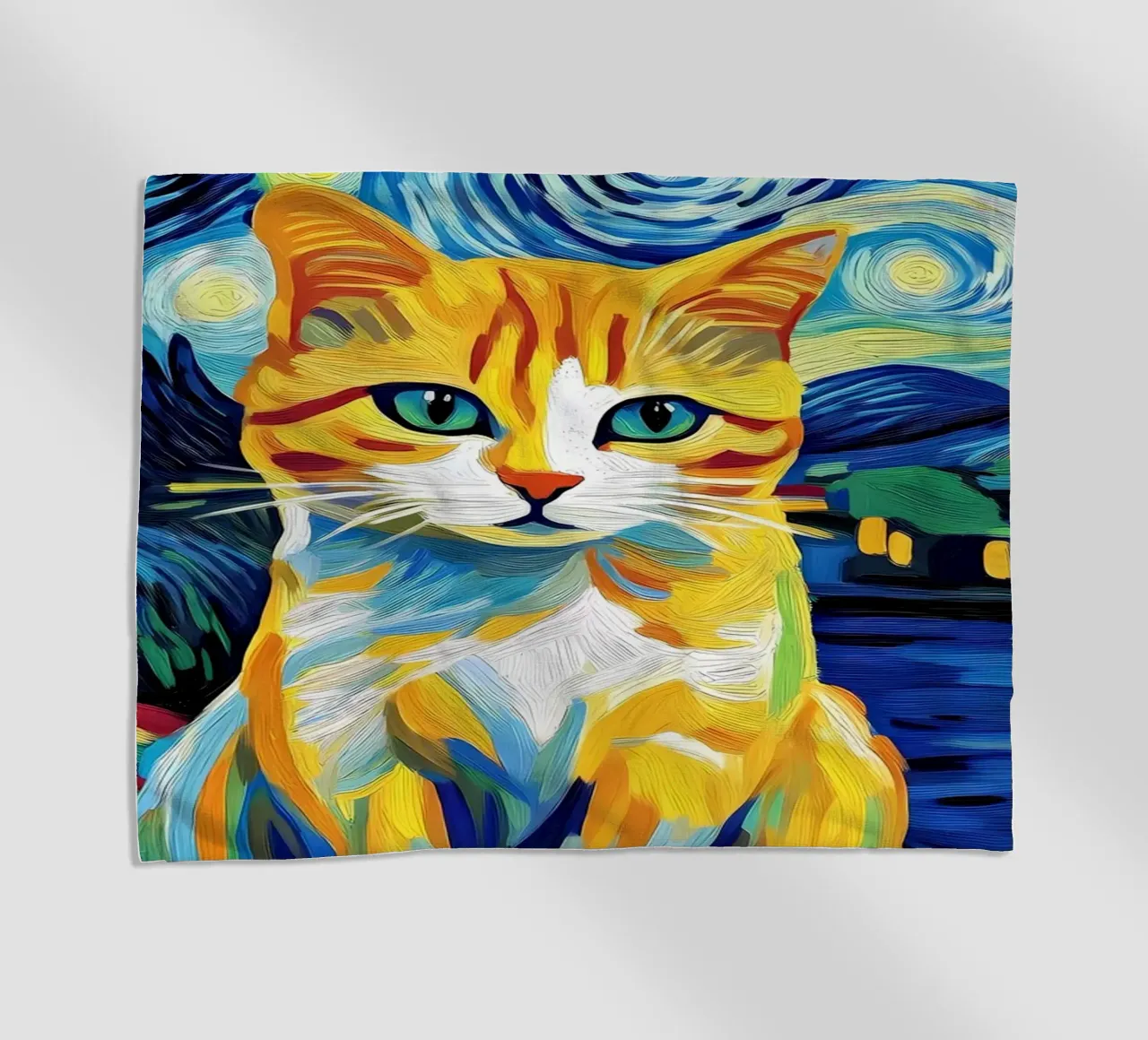 Gatto nella notte stellata telo mare da Adrian Patel