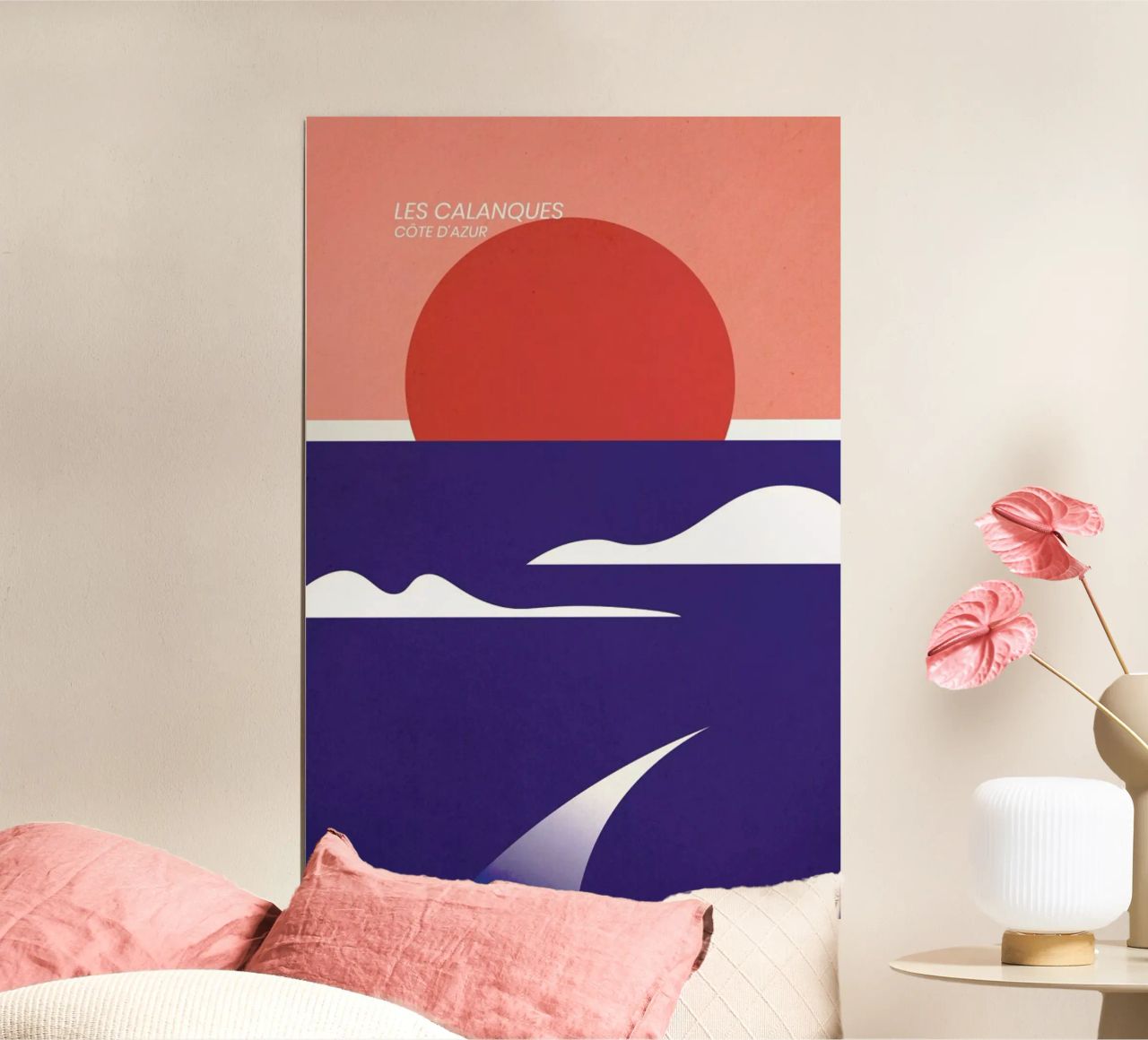 Les Calanques poster with wooden frame by The Cartography Collection