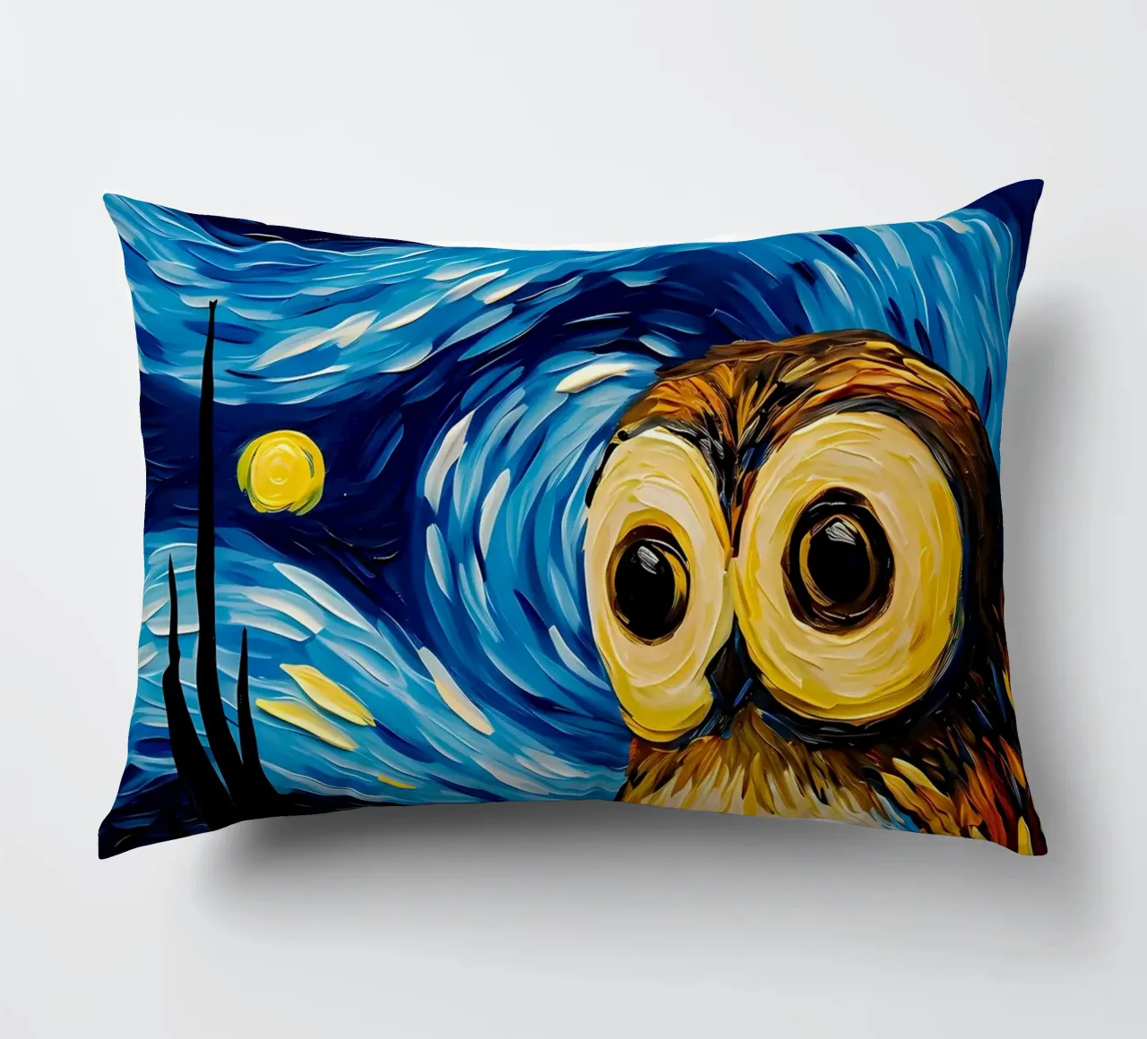 The Starry Night Owl decorative cushion by Adrian Patel