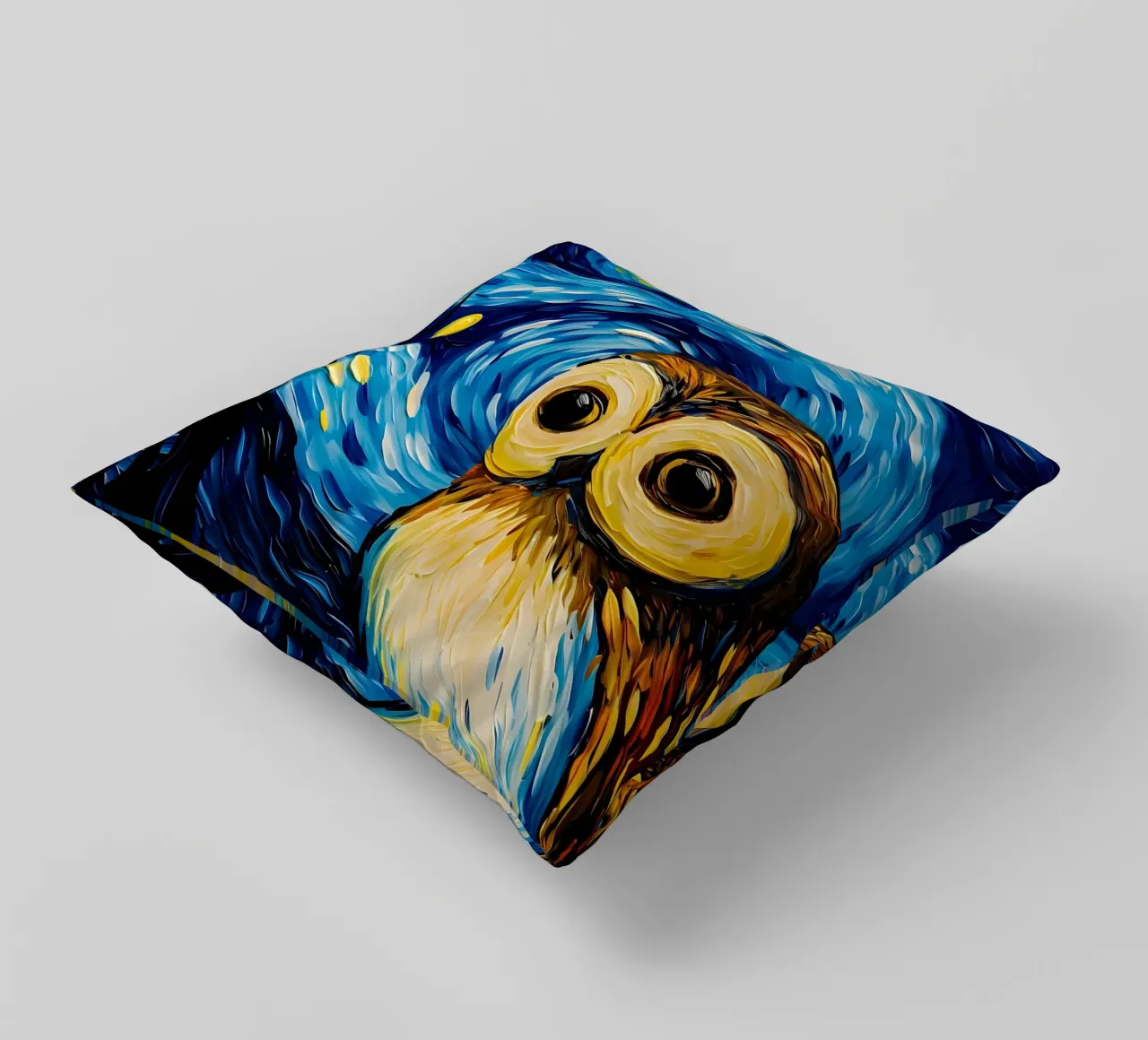 The Starry Night Owl decorative cushion by Adrian Patel