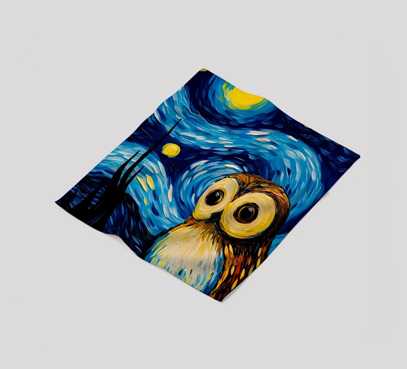 The Starry Night Owl Fleecedecke von Adrian Patel